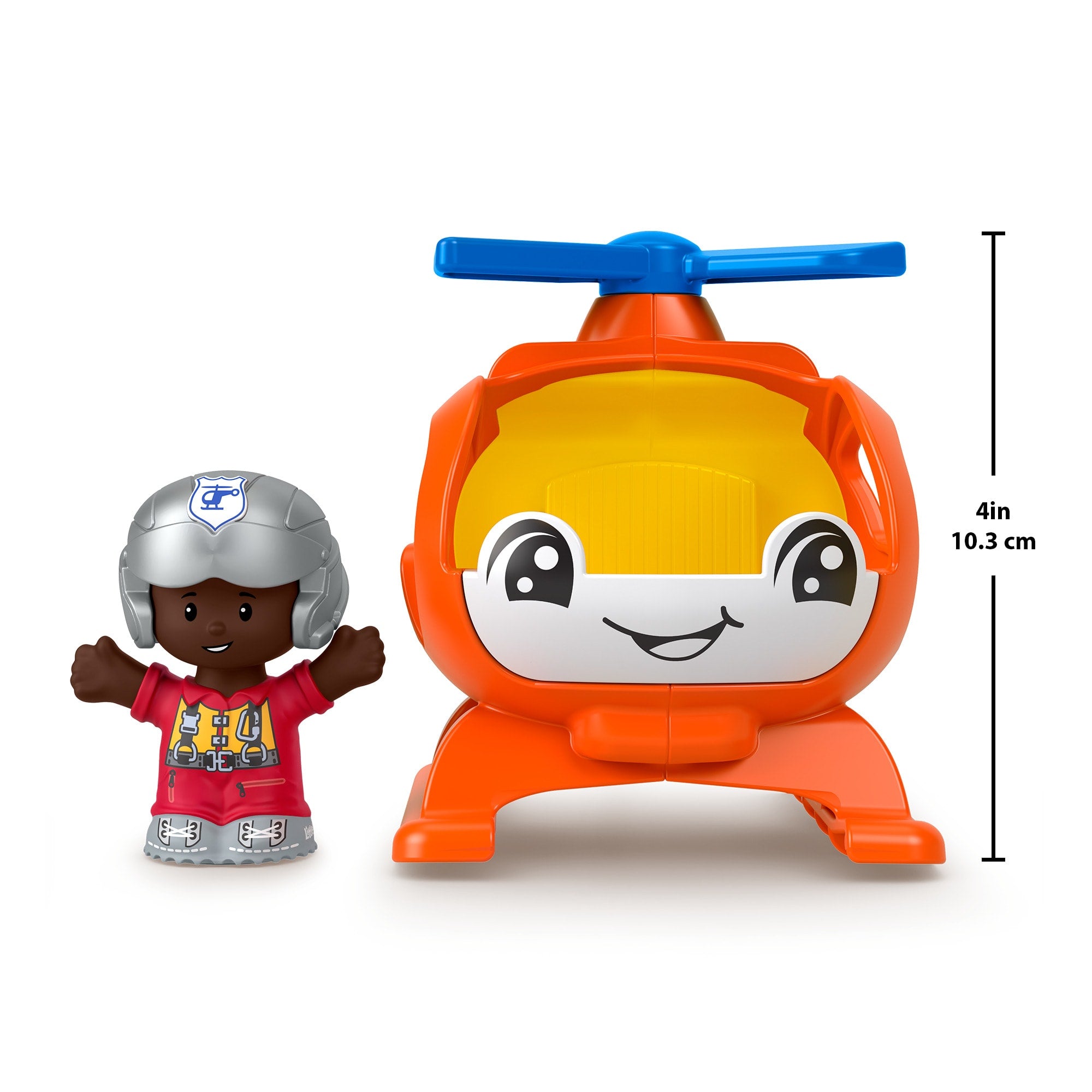 Fisher-Price Little People Helicopter Toy & Pilot Figure Set For Toddlers. 2 Pieces - Image 4