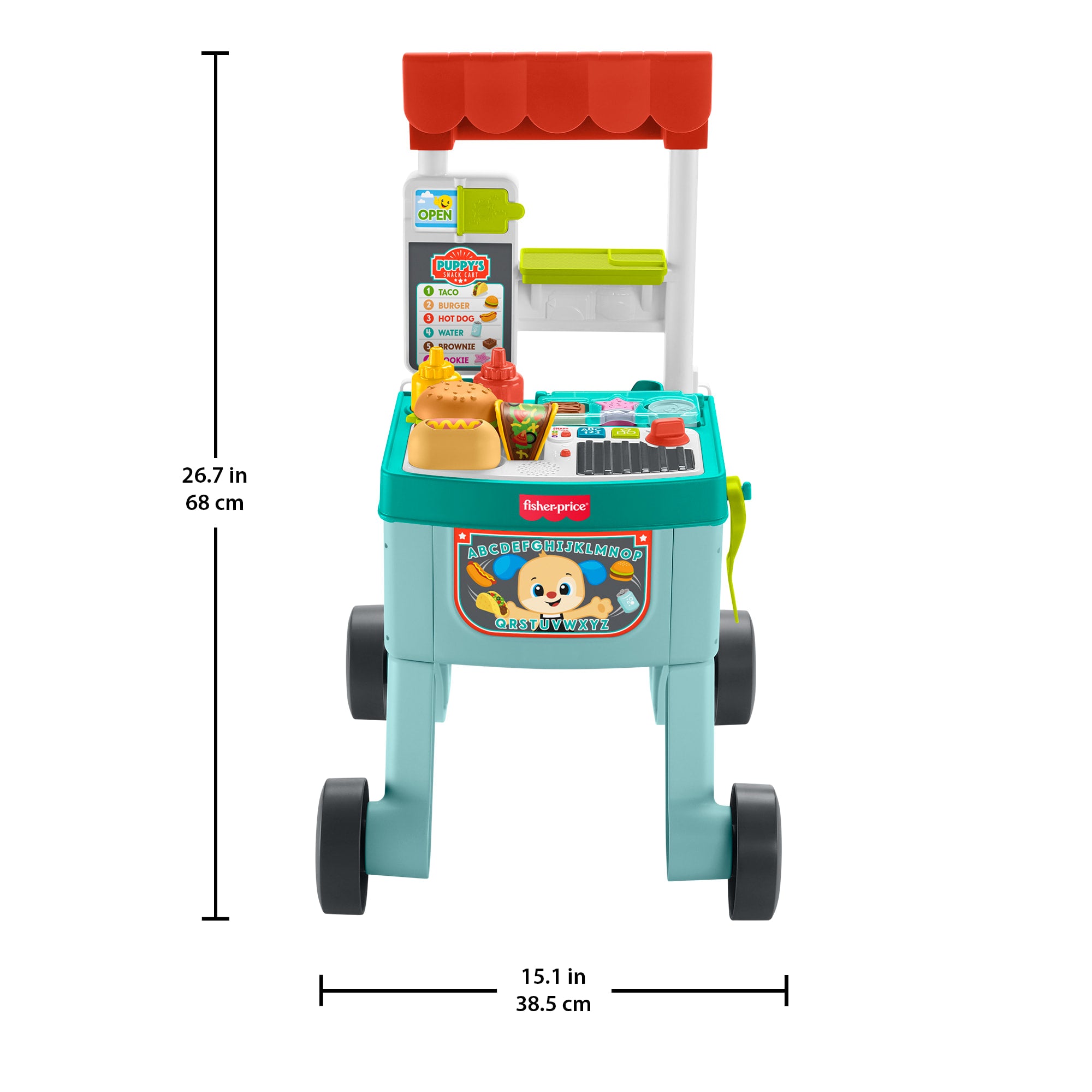 Fisher-Price Laugh & Learn 4-In-1 Snack Cart Push Walker Baby & Toddler Learning Toy. 14 Play Pieces. Multilanguage Version - Image 6