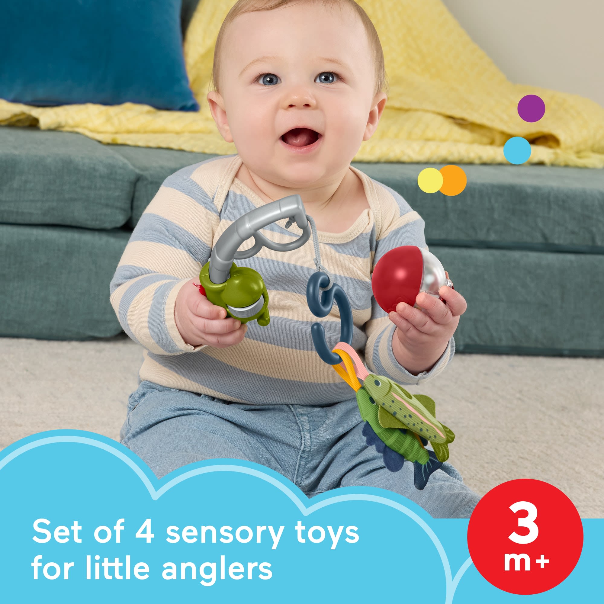 Fisher-Price Mini Me Moments Reel Fun Fishing Gift Set. 4 Baby Toys For Newborn Sensory Play - Image 2
