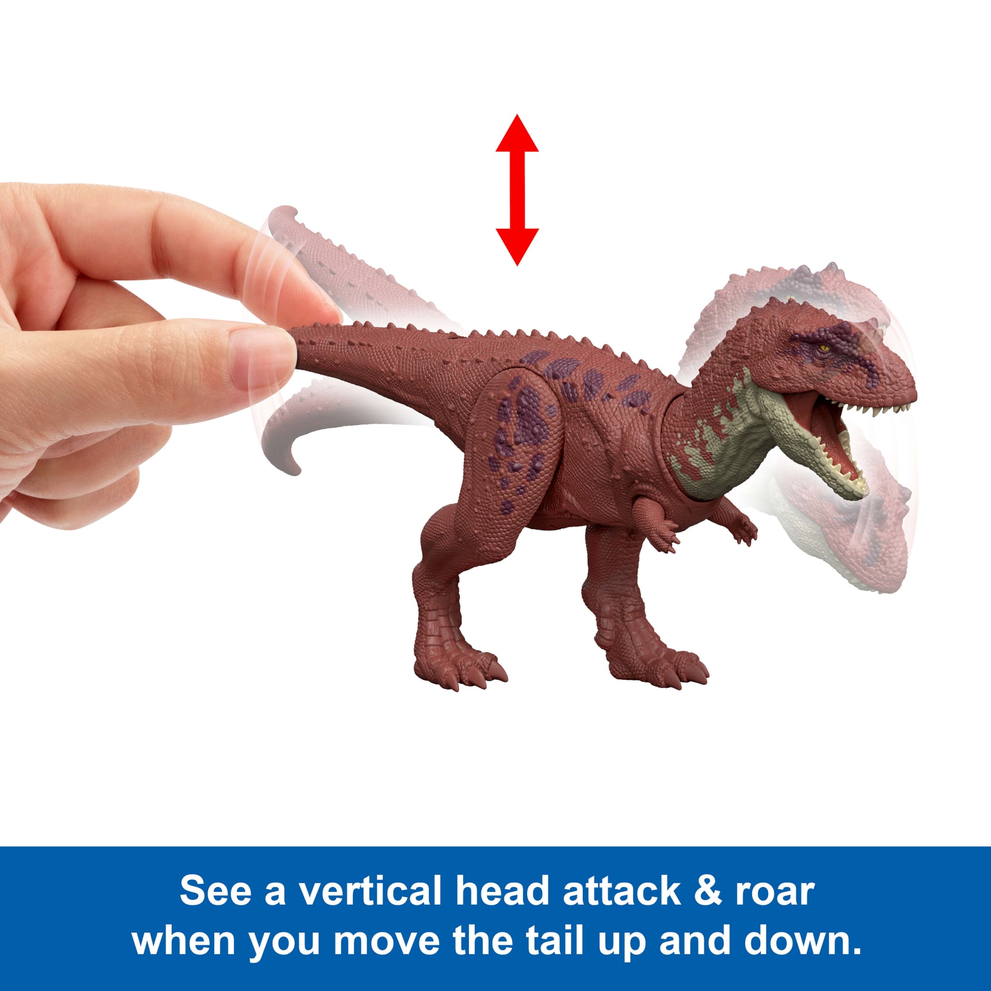 Jurassic World Rebirth Wild Roar Aucasaurus Dinosaur Toy. Tail Controlled Attack Chomp & Sound - Image 4