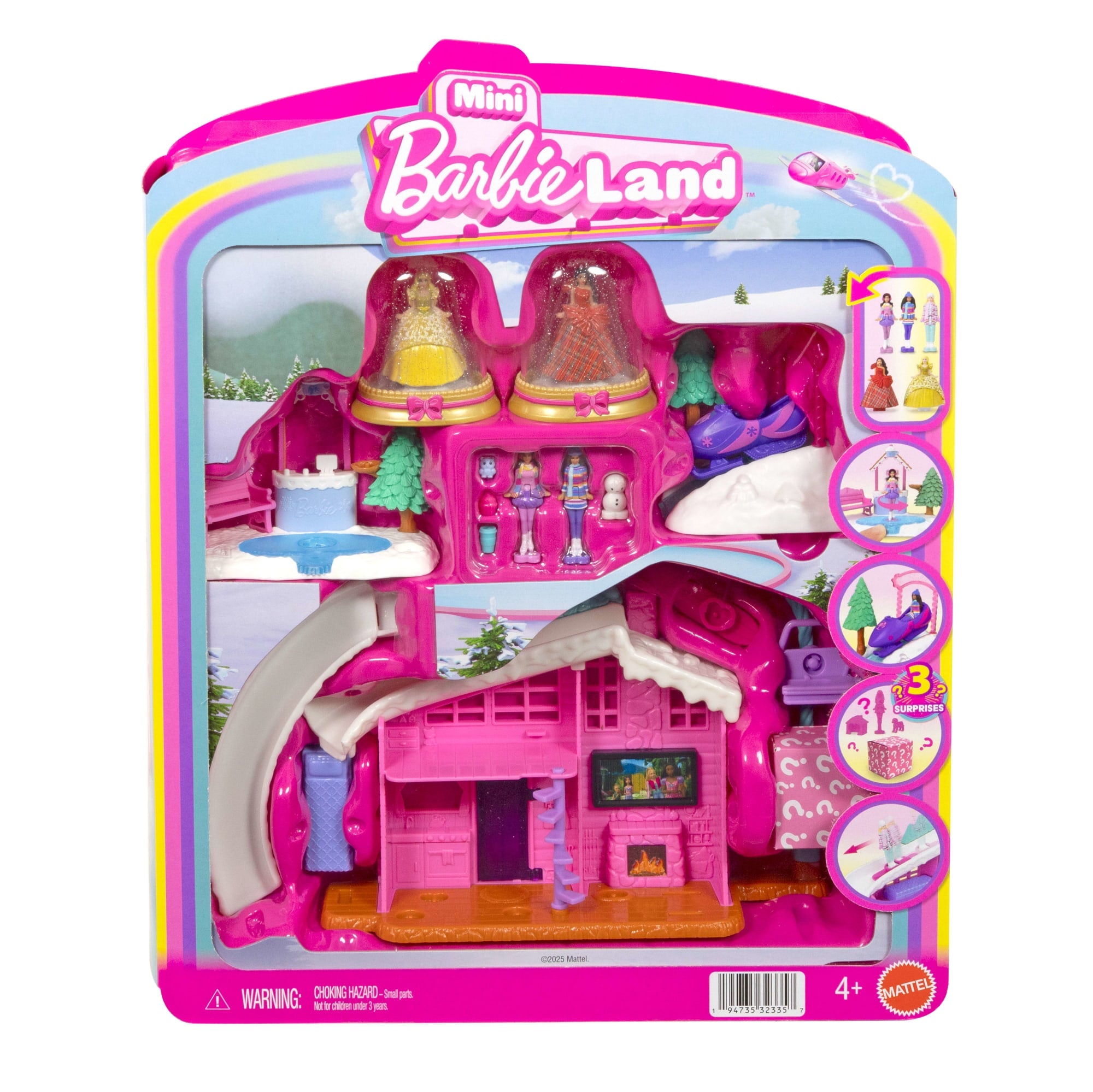Barbie Mini Barbieland Bundle including 2 Holiday Dolls. 3 Snow Playsets. 3 Other 1.5-inch Dolls