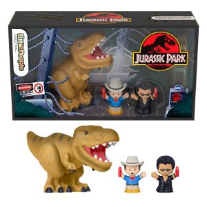 Little People Collector Jurassic Park Special Edition Set With Dinosaur For Movie Fans. 3 Figures