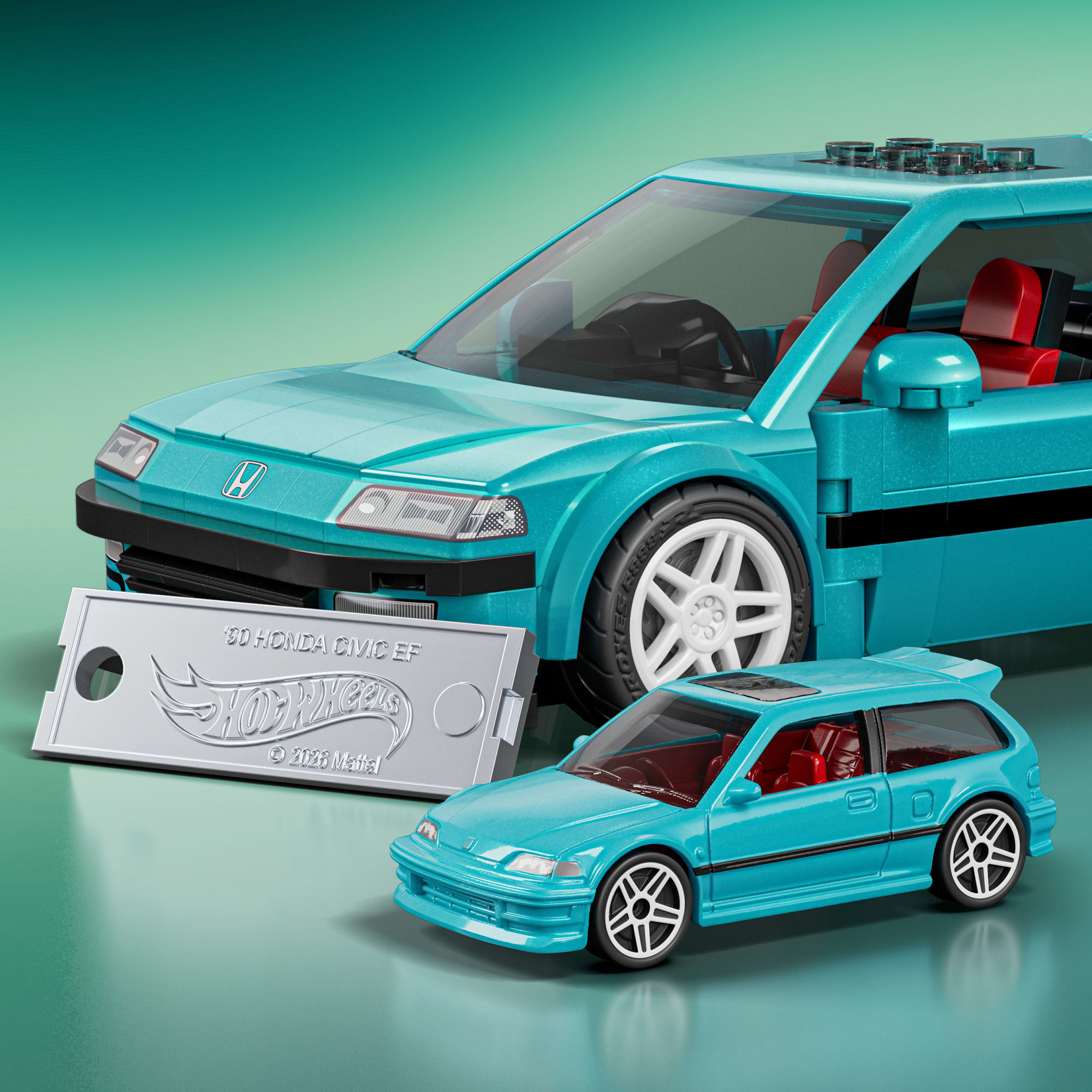 Mattel Brick Shop Hot Wheels Jogo de Construção Speed Custom '90 Honda Civic EF - Image 5