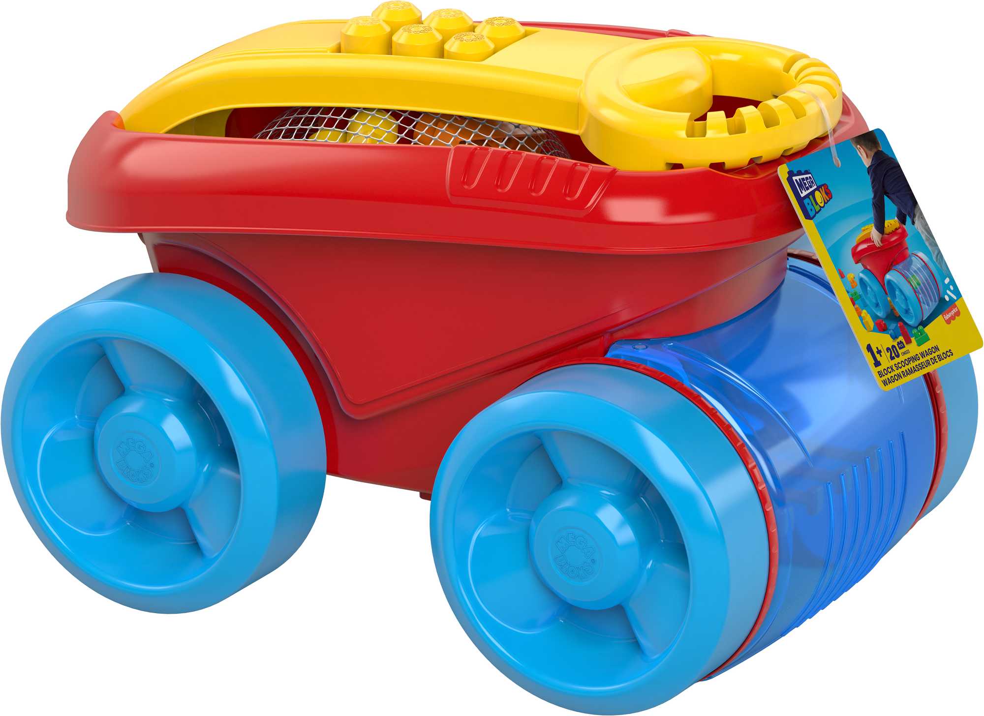 MEGA BLOKS Fisher Price Blue Block Scooping Wagon Building Toy (21 Pieces) For Toddler - Image 6