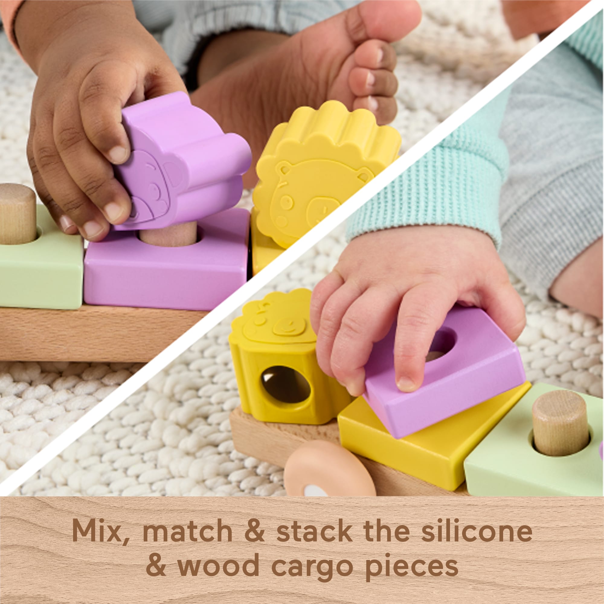 Fisher-Price Wood And Silicone Stacking Train. 9-Piece Baby & Toddler Activity Toy - Image 4
