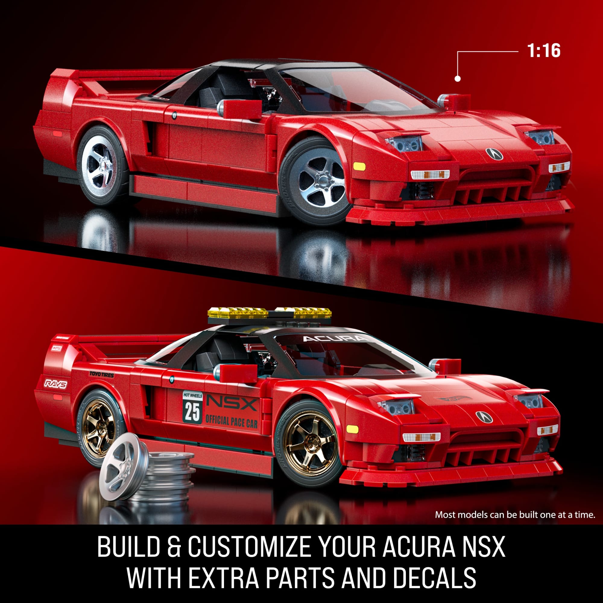 Mattel Brick Shop Hot Wheels '90 Acura NSX Building Toy (876 Pieces). for Collectors - Image 6