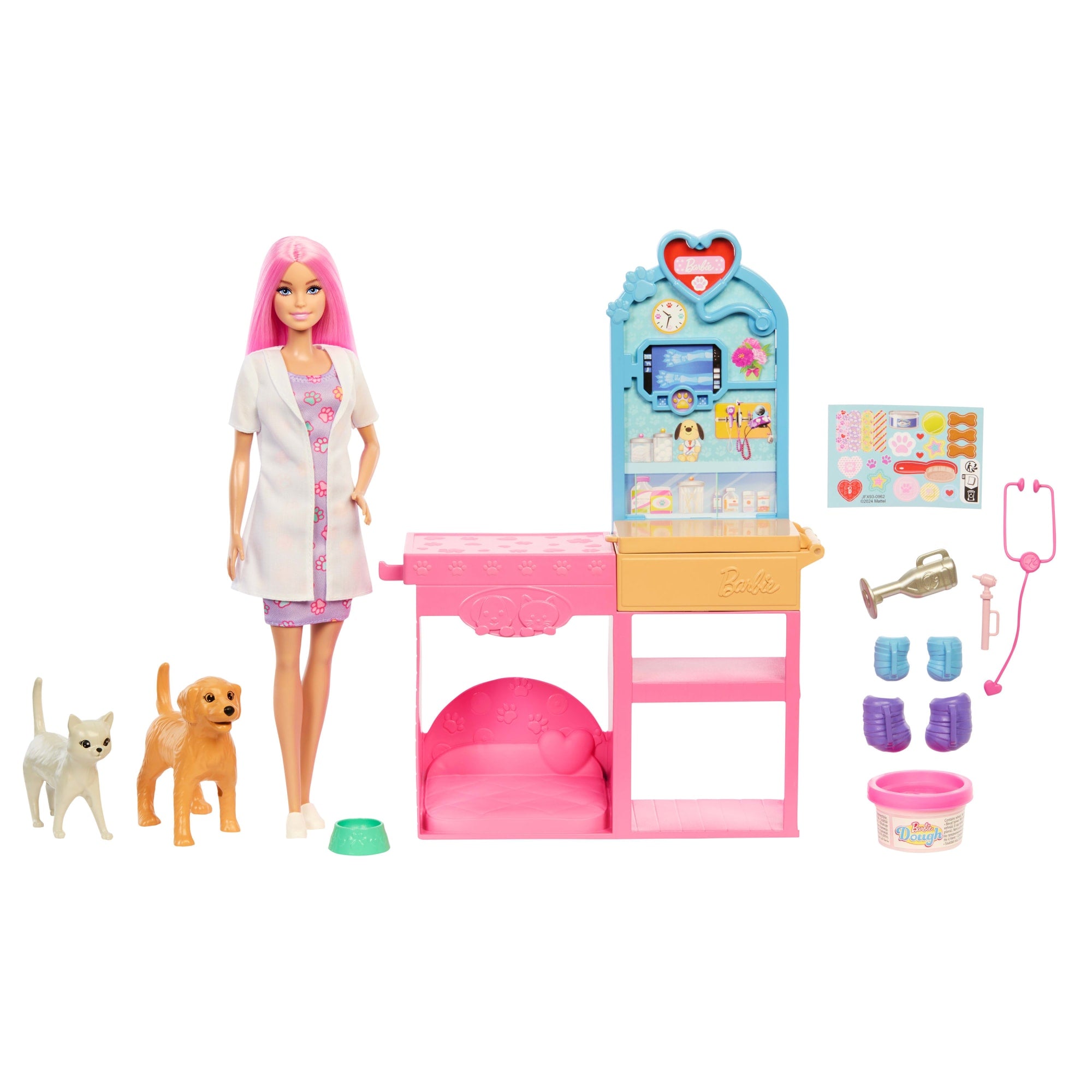 Barbie Fast Cast Veterinarian Clinic Playset With Pink Colored Hair Fashion Doll. Vet Furniture & 10+ Accessories - Image 5