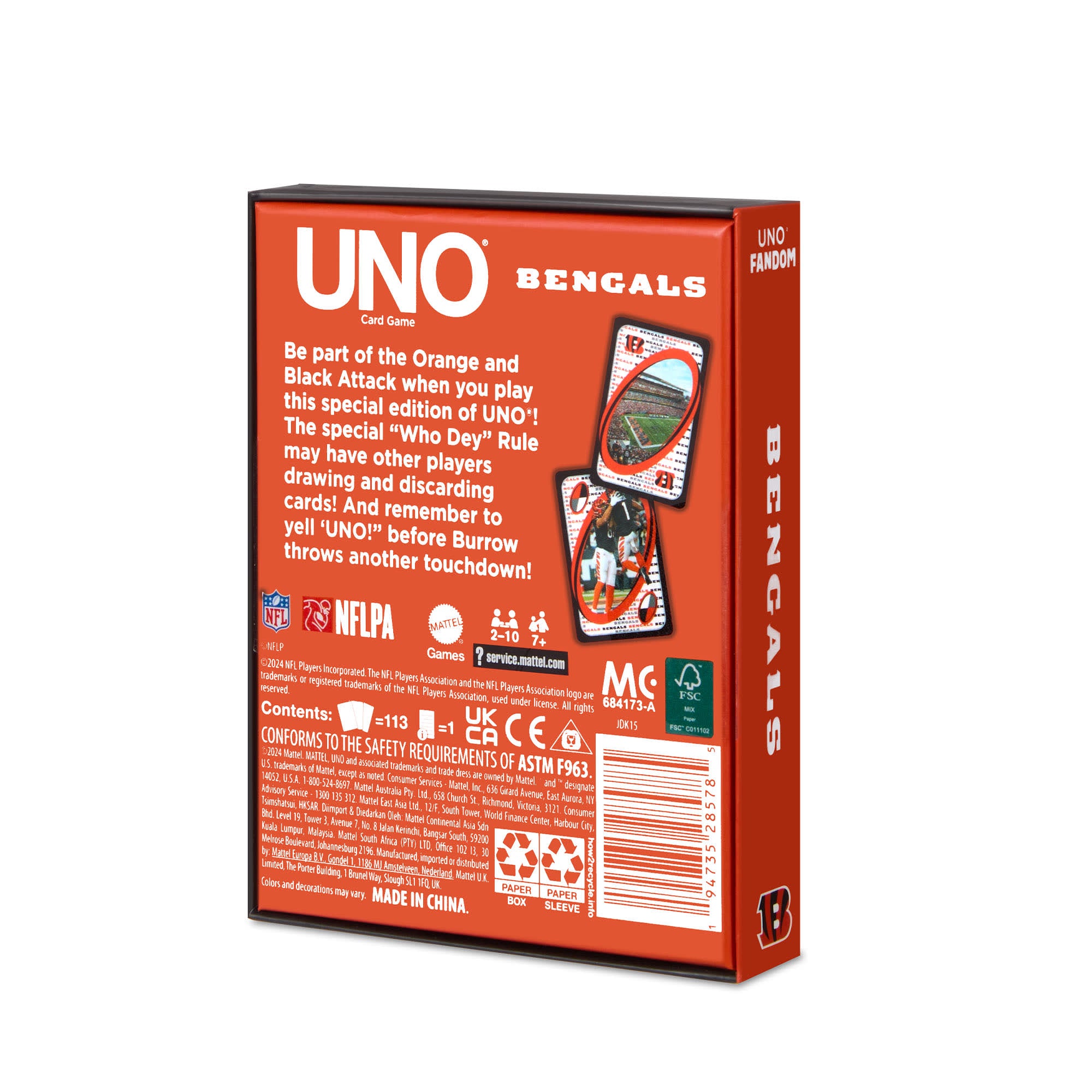 UNO Fandom NFL Cincinnati Bengals Game Deck - Image 10