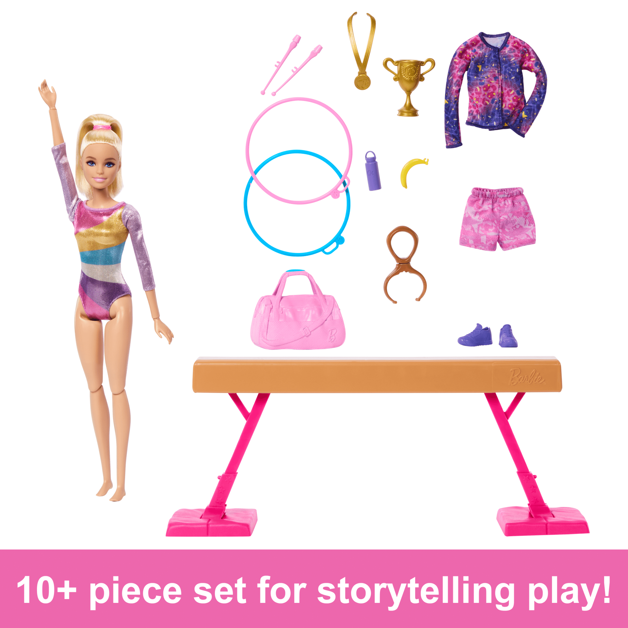 Barbie Gymnastics Playset With Blonde Fashion Doll. Balance Beam. 10+ Accessories & Flip Feature - Image 2