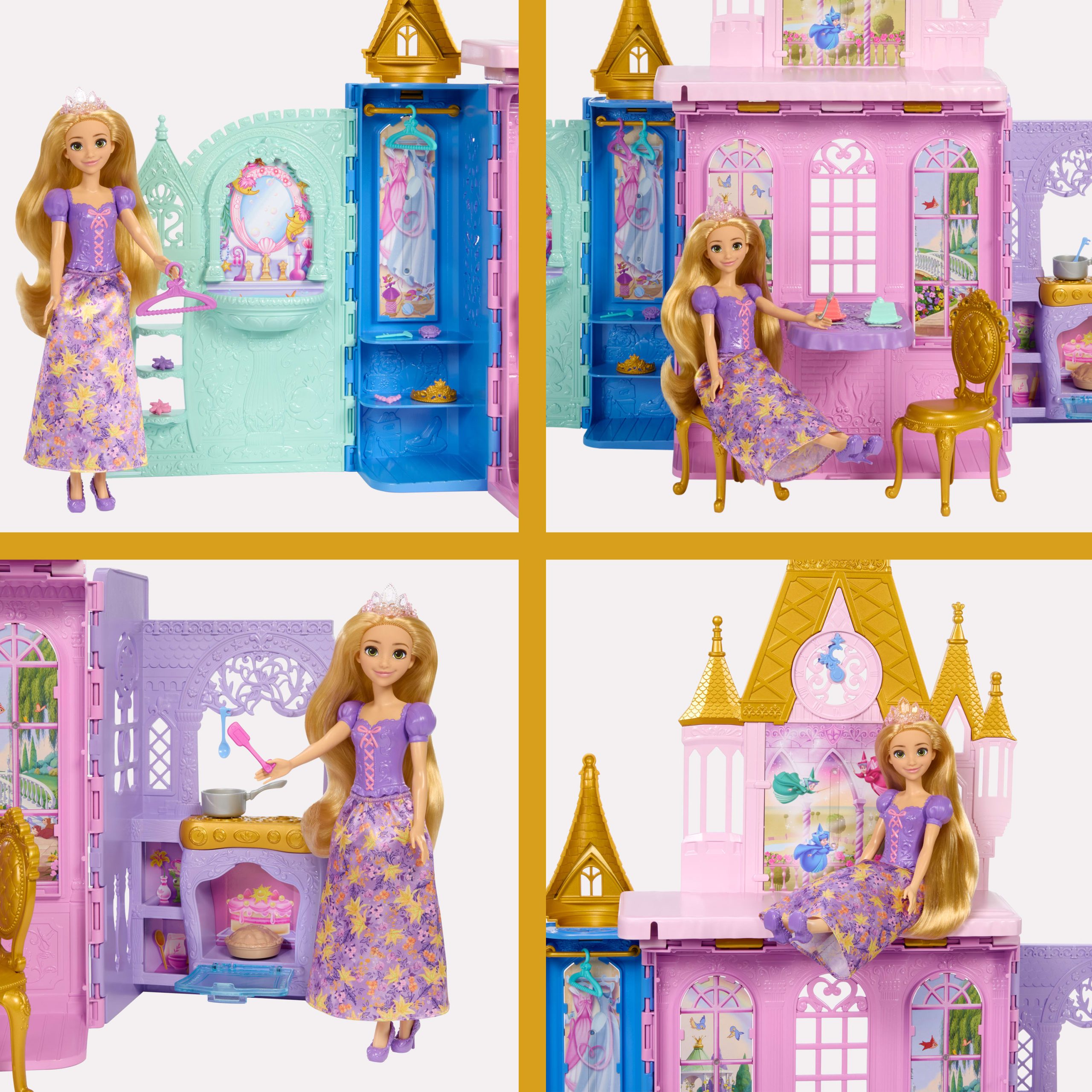 Disney Princess Rapunzel Doll And Close & Carry Castle Playset With 5 Play Areas & 20 Accessories - Image 4