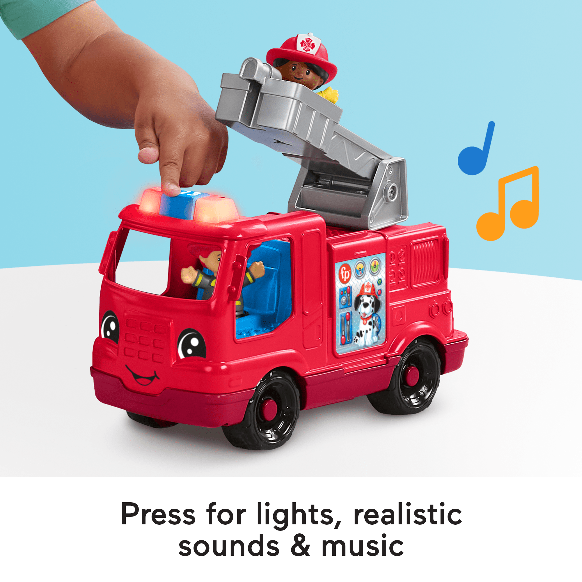 Fisher-Price Little People Fire Truck Musical Toddler Toy With Lights Sounds & 2 Figures - Image 3