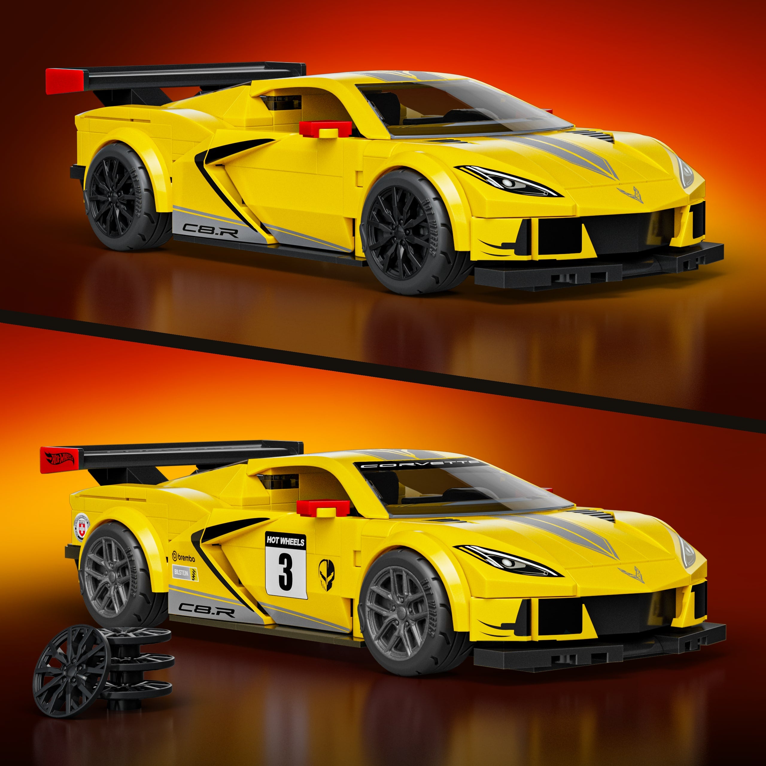 Mattel Brick Shop Hot Wheels '20 Corvette C8.R Building Set - Image 3