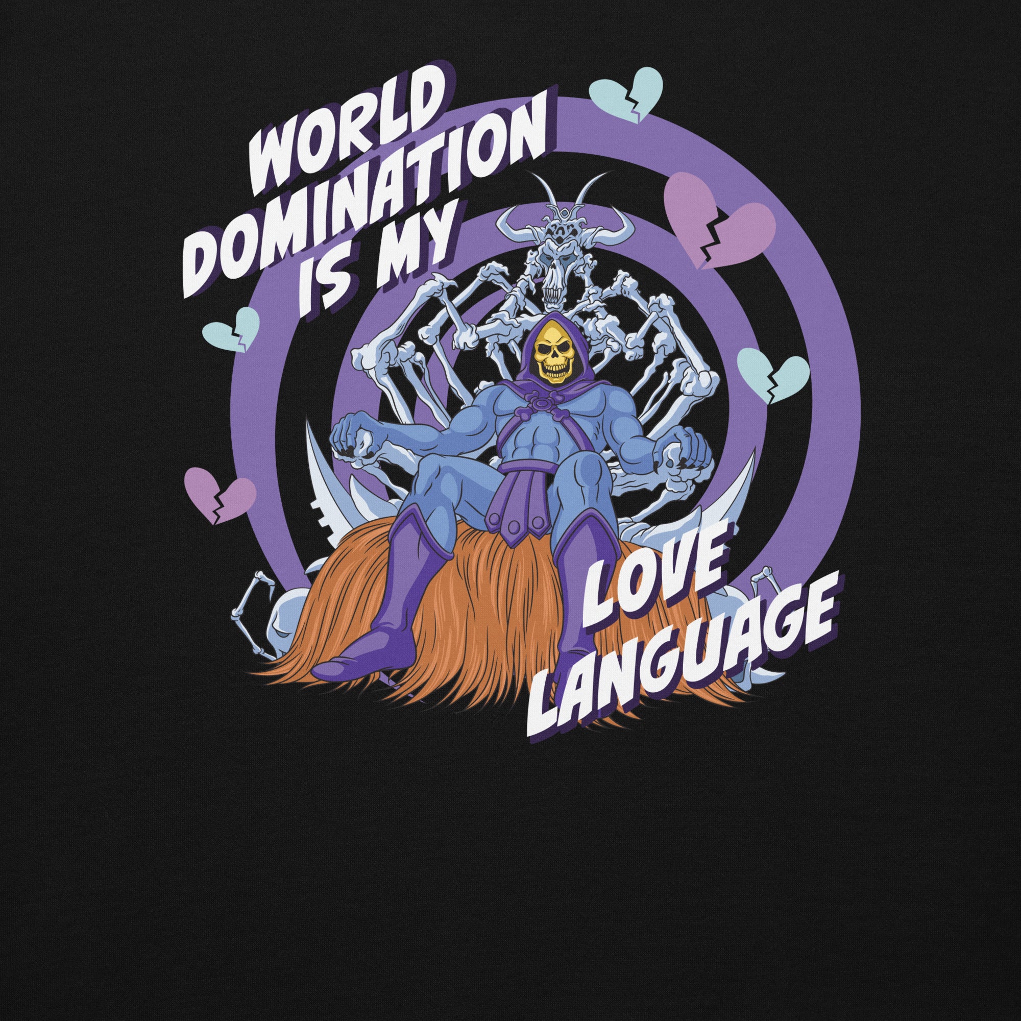 Masters of the Universe Skeletor Love Language Embroidered Black Hoodie - Image 7