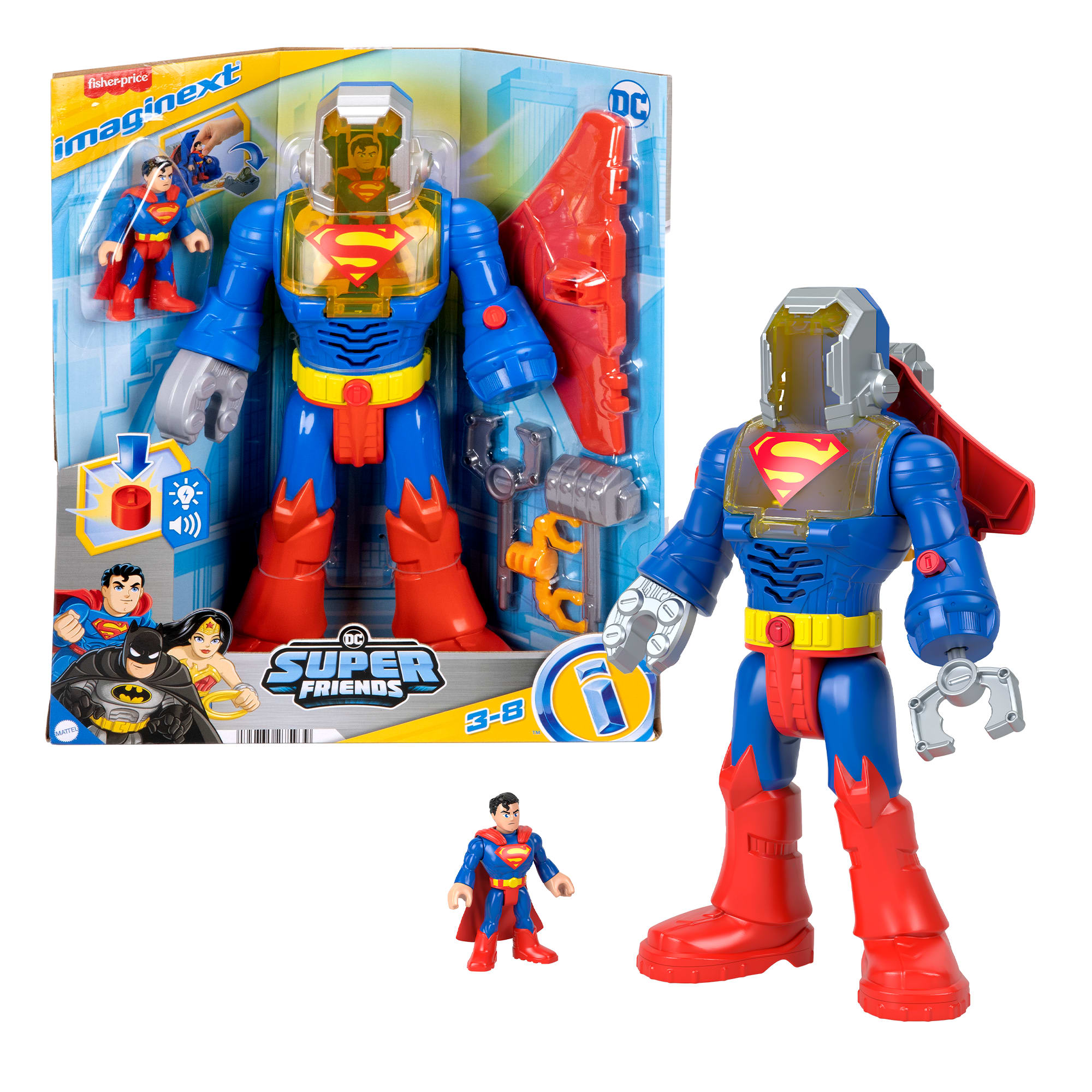 Imaginext DC Super Friends Superman Insider & Exo Suit Robot With Lights & Sounds. 6 Pieces
