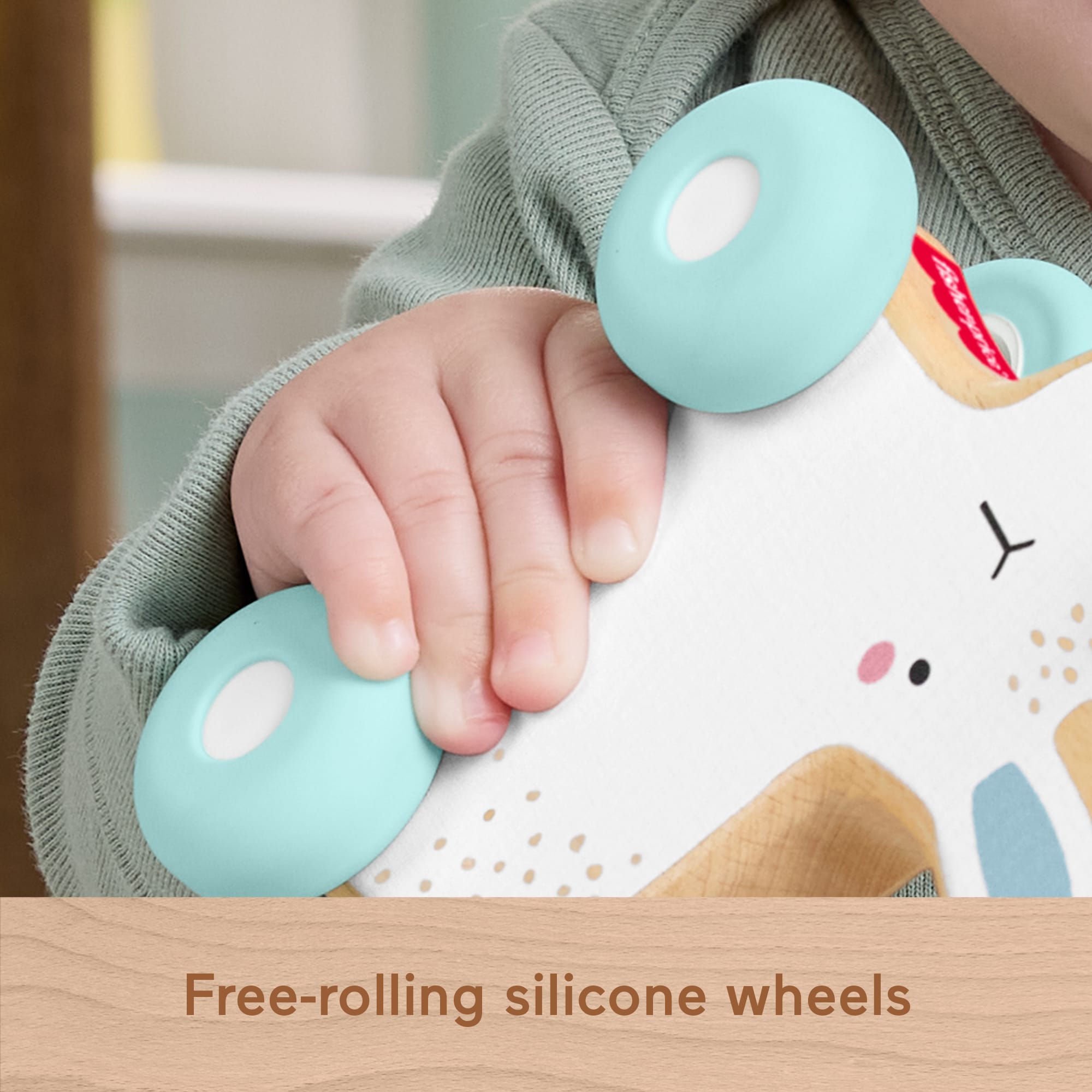 Fisher-Price Wooden Push-Along Bunny Toy Vehicle For Baby Crawling Play. 1 Wood Piece - Image 3