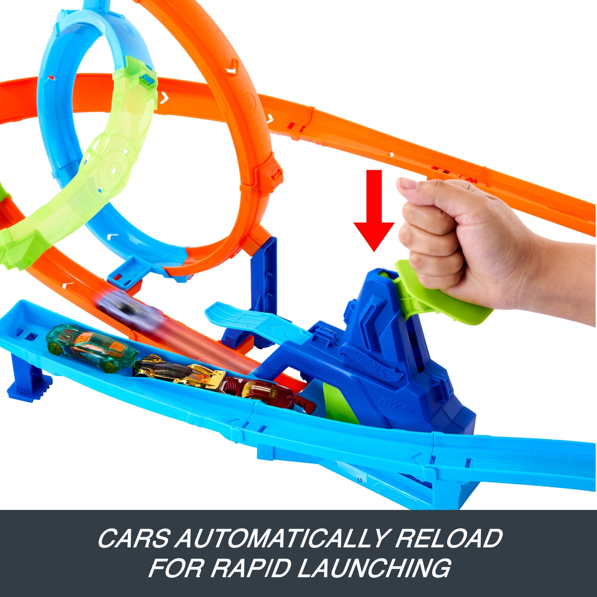 Hot Wheels Stunt Tracks Rapid Launch Cyclone Track Set & 1:64 Scale Die-Cast Toy Car - Image 4