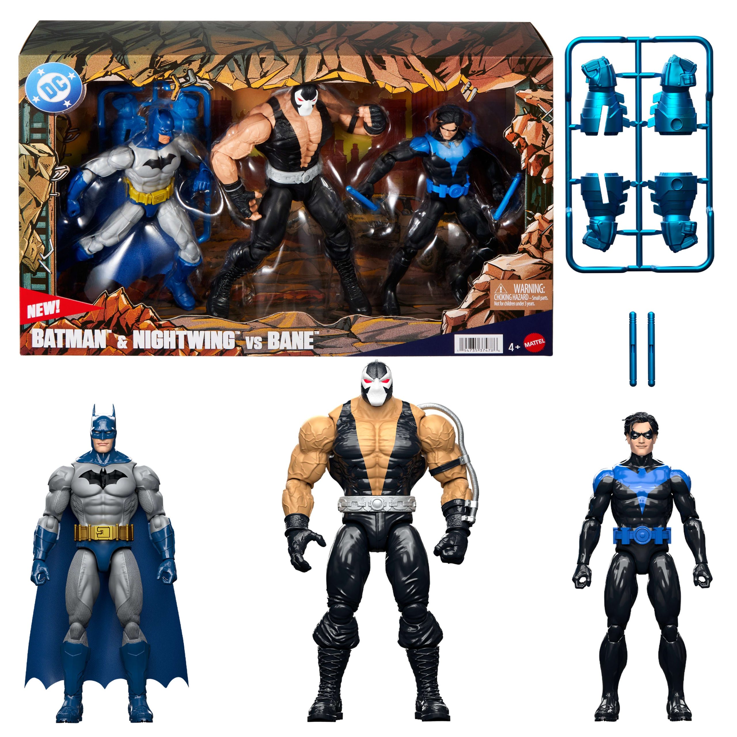 DC Premier Batman & Nightwing vs Bane Pack 6.5 Inch Scale Action Figures. Accessories