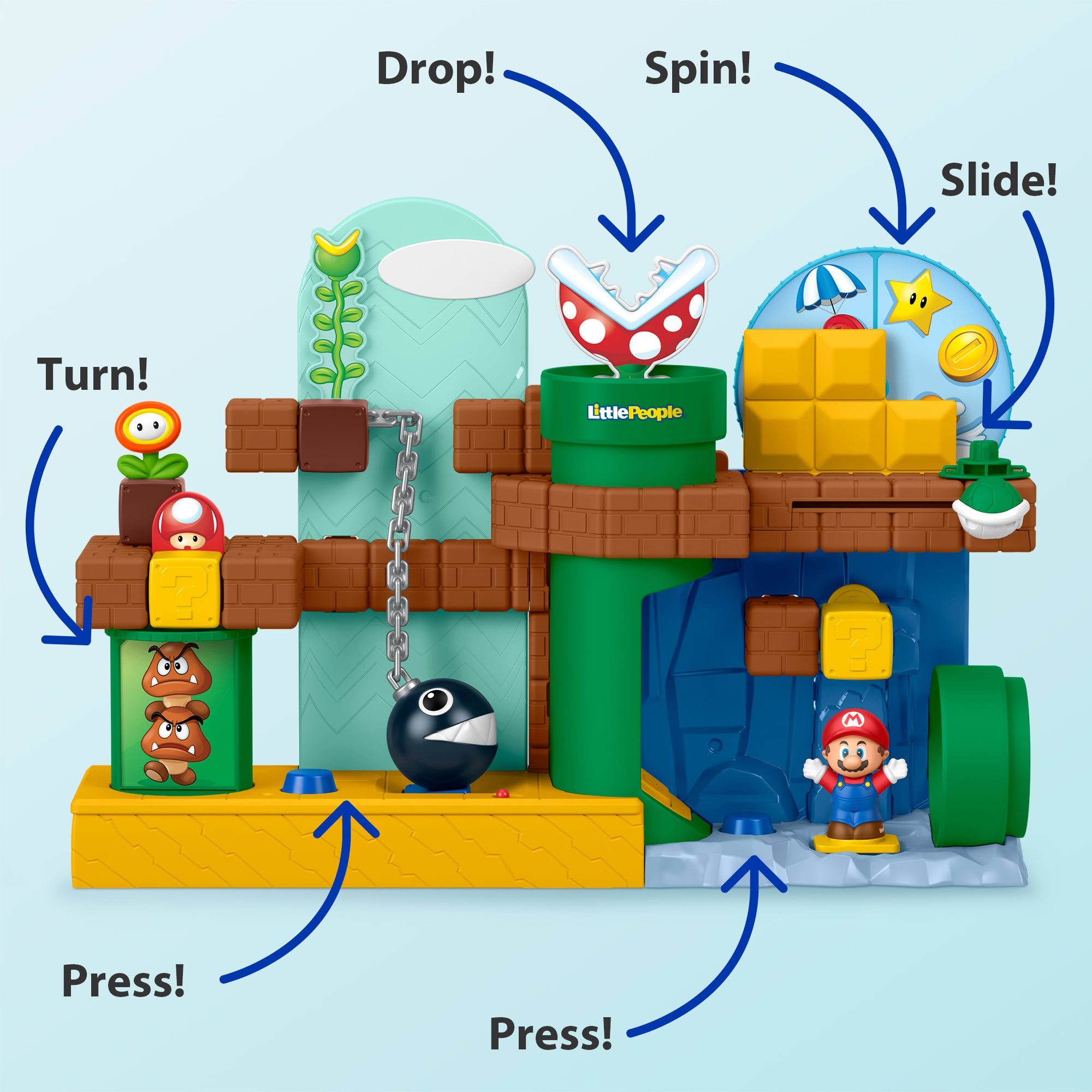Fisher-Price Little People My Mario Adventure Playset Bundle With 6 Figures For Toddler Musical Play - Image 5