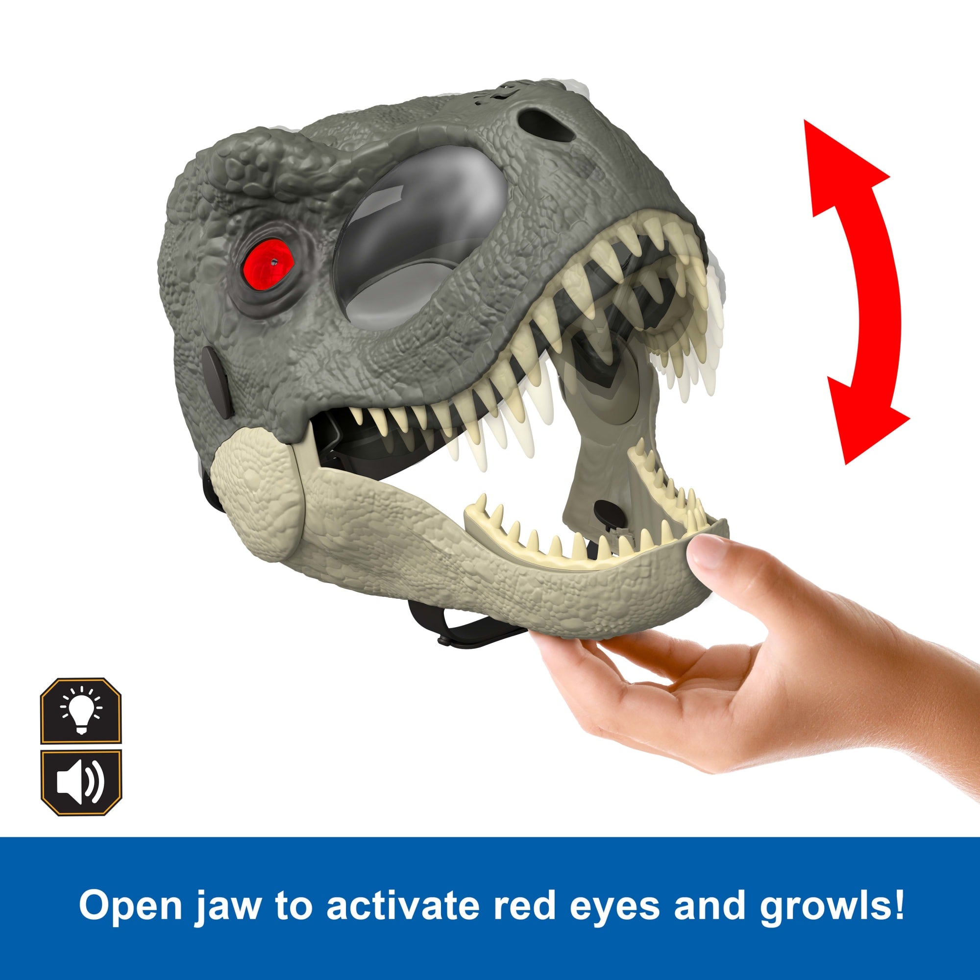 Jurassic World Rebirth T-Rex Rage N Roar Mask With Led Light Up Eyes Feature. 3 Level Effects - Image 4