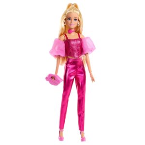 Barbie Deluxe Style Fashion Doll #5 in Metallic Pink Outfit With Corset Top And Accessories. Blonde