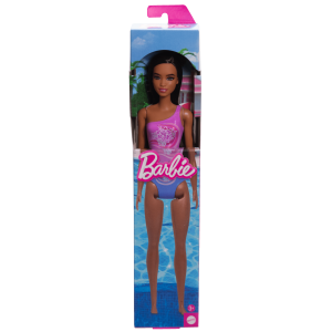 Barbie® Poupée Plage Cheveux Brun Foncé. Maillot Violet Tropical