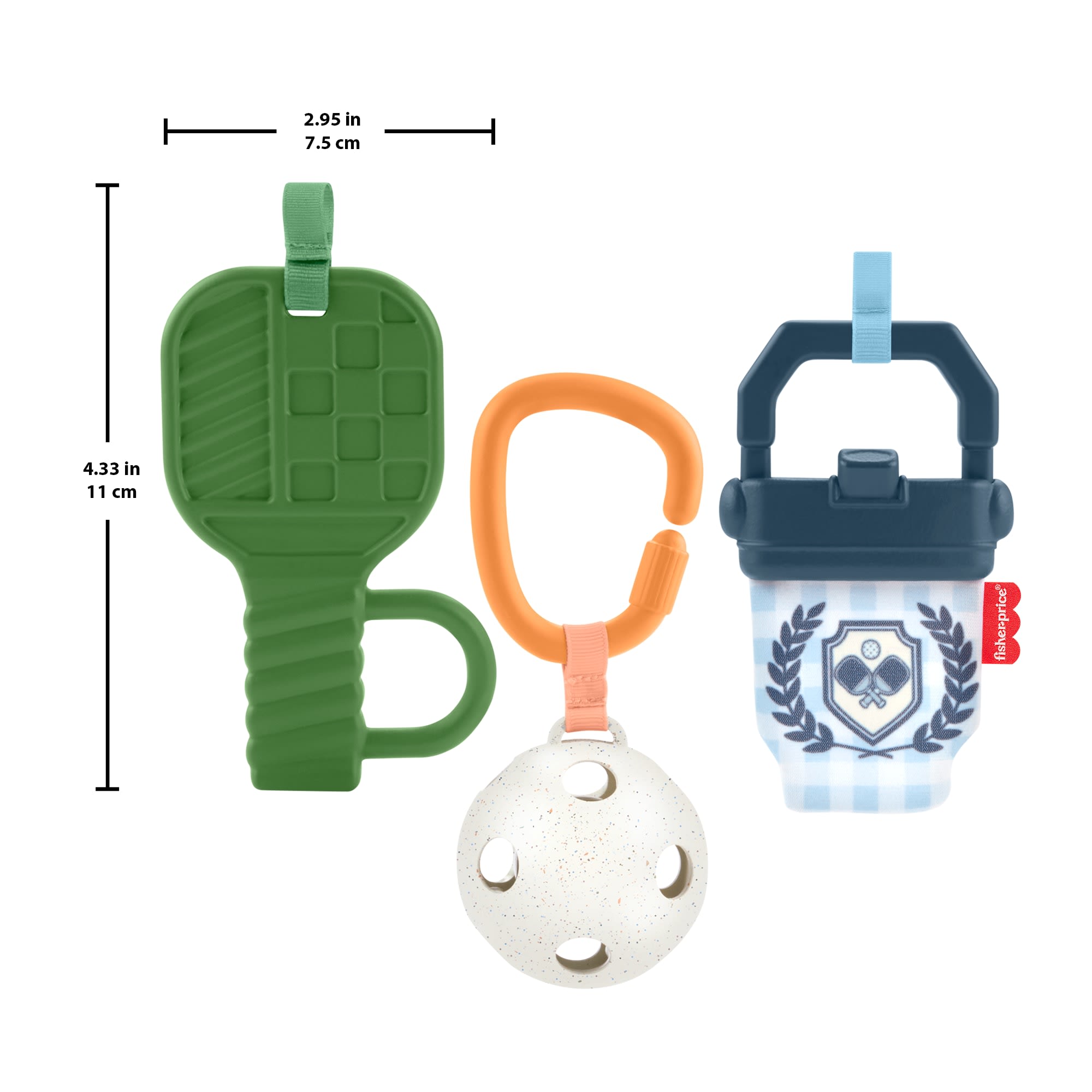 Fisher-Price Mini Me Moments Let's Play Pickleball Set. 3 Sports-Themed Baby Toys For Sensory Play - Image 6