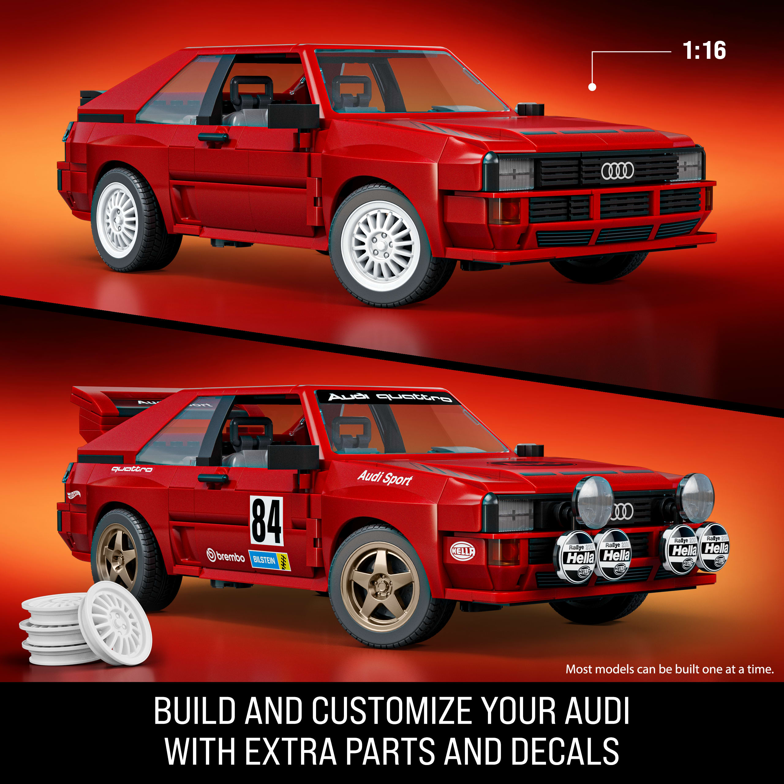 Mattel Brick Shop Hot Wheels '84 Audi Sport Quattro Building Toy Kit (864 Pieces). For Collectors - Image 3
