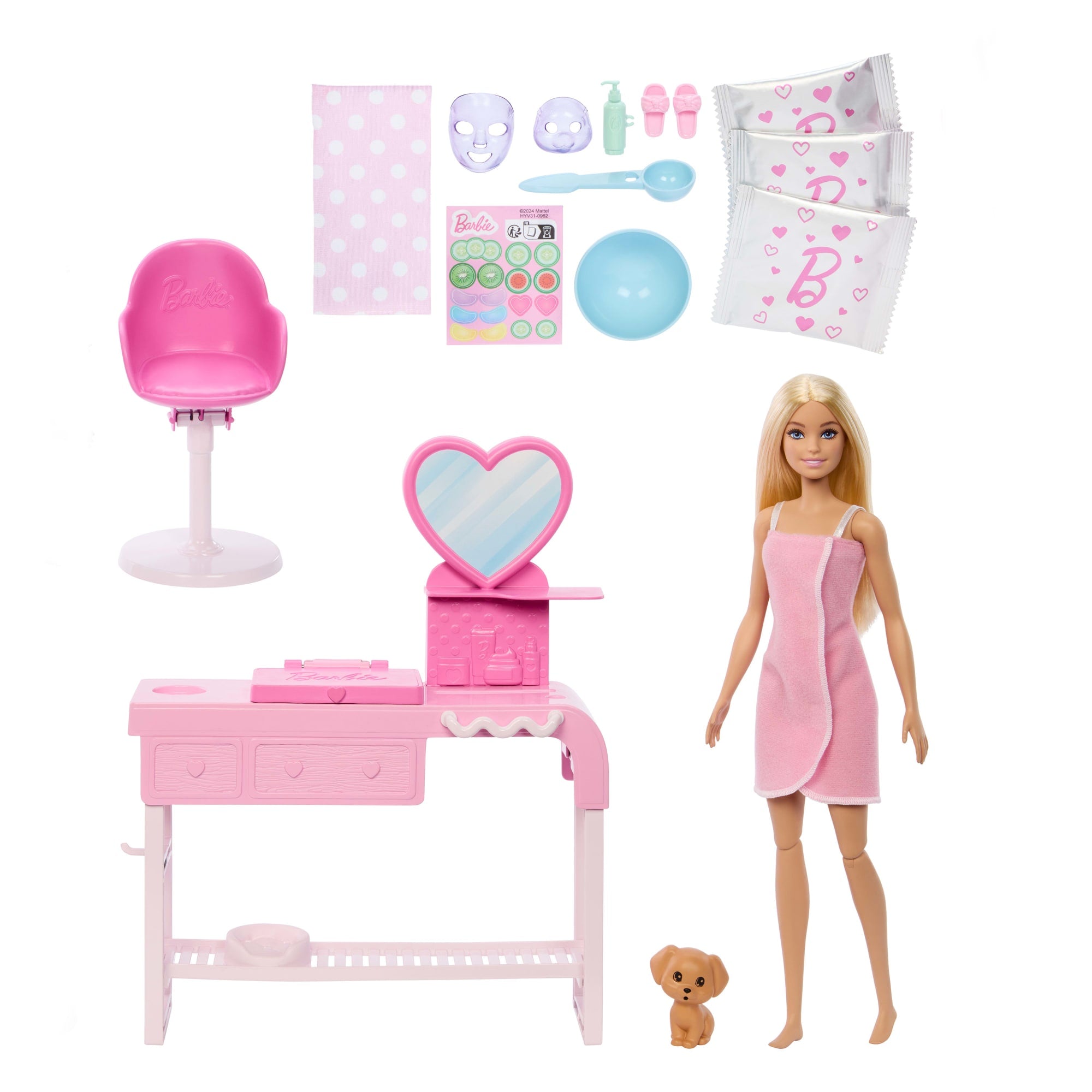 Barbie Face Mask Toy Playset & Doll With 10+ Spa Accessories Including 3 Powder Packs To Make Dough Masks - Image 4