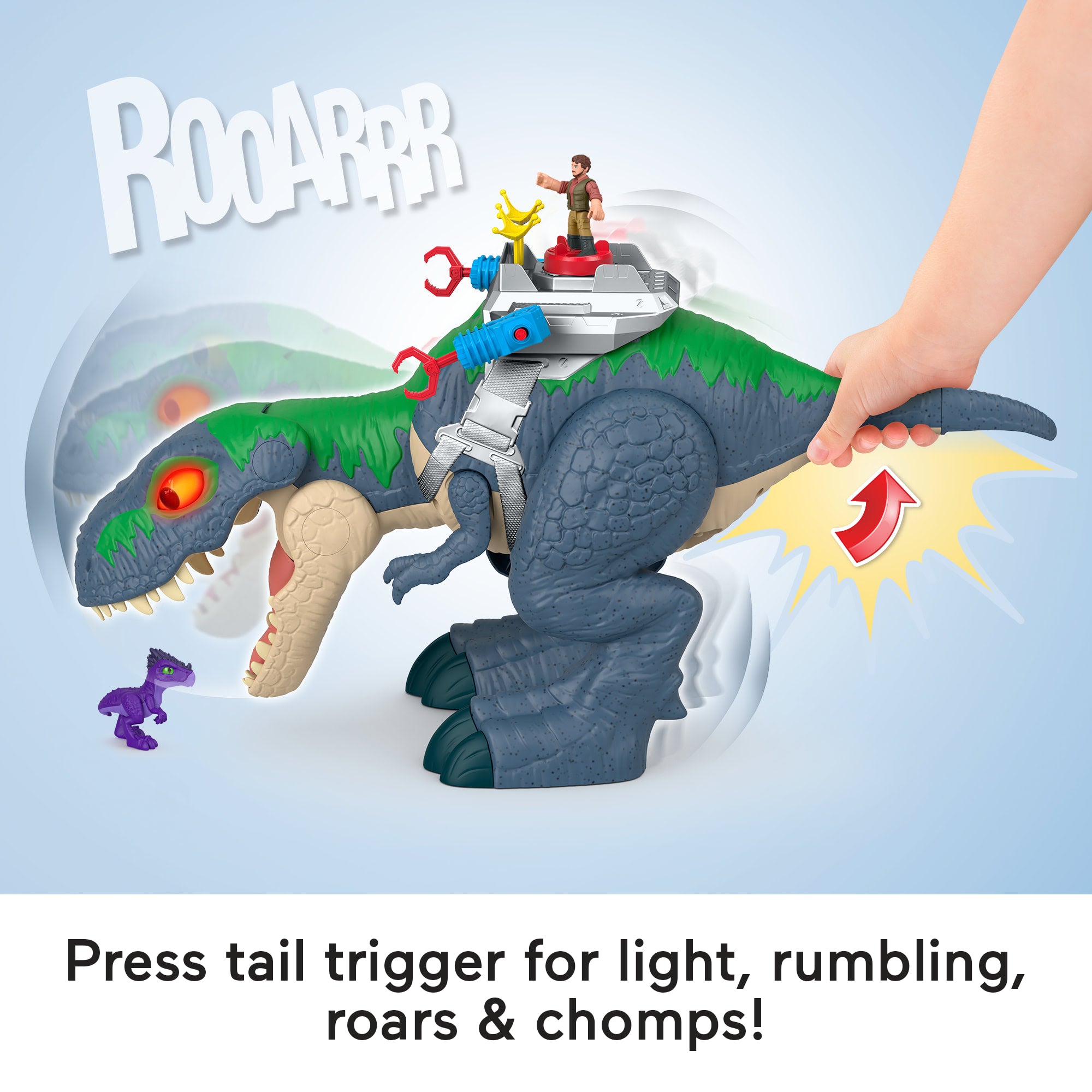 Fisher-Price Imaginext Jurassic World Rebirth Ultimate Action Chomp T. Rex Dino Toy & Action Figures - Image 3