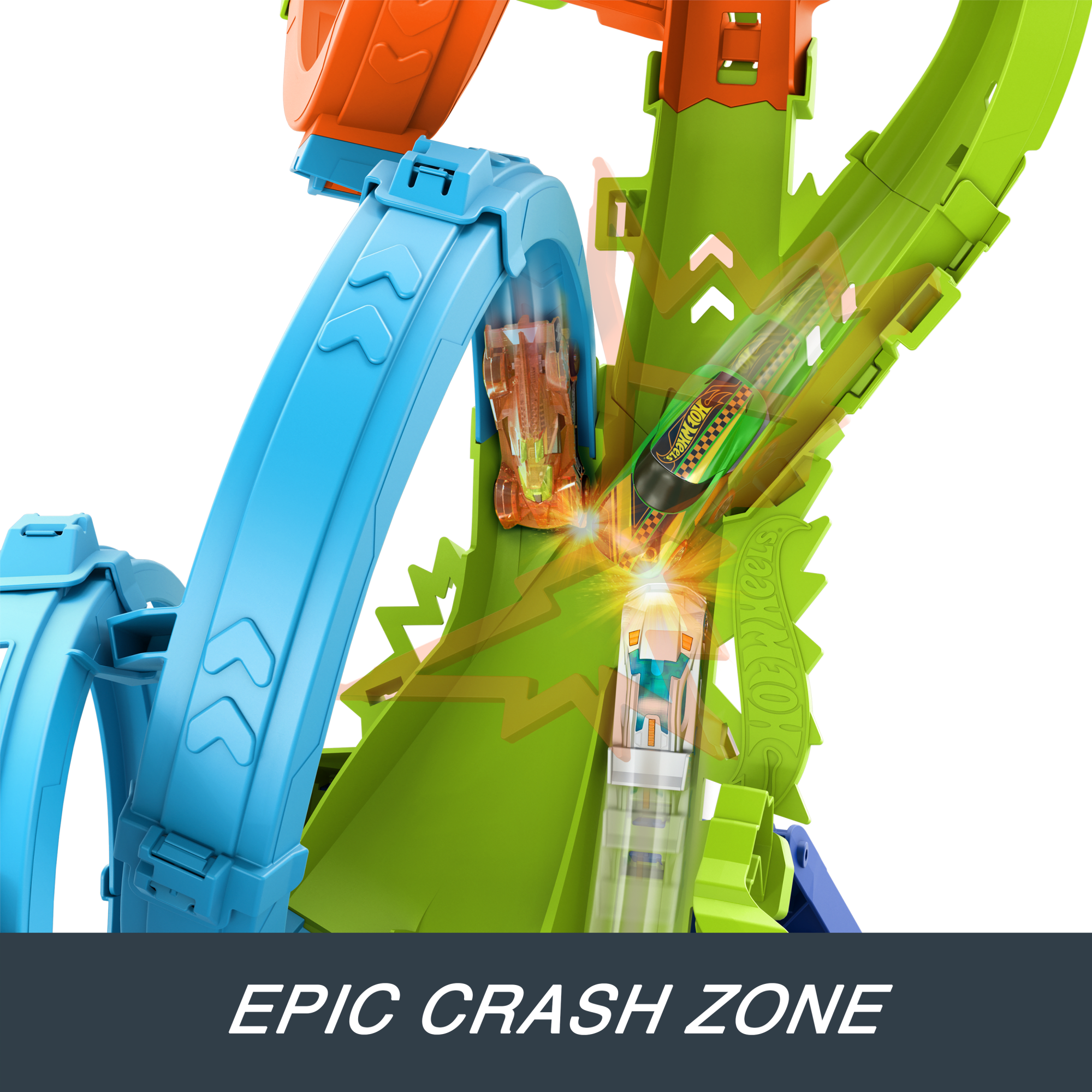Hot Wheels Action 4-Loop Crash Out Track Set With Motorized Booster & 1:64 Scale Toy Car - Image 3