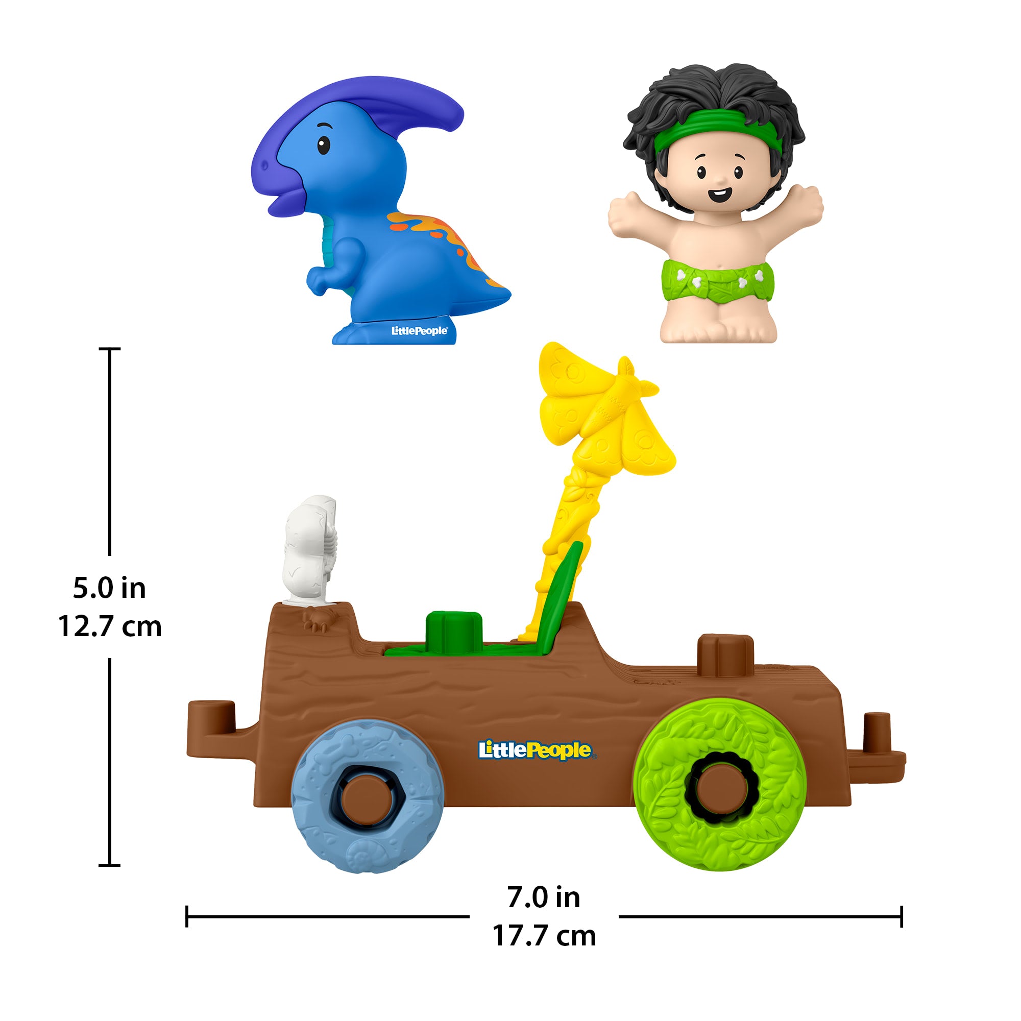 Fisher-Price Little People Dinosaur Parade Log Car & Figure Set Toddler Toy. 3 Pieces - Image 6