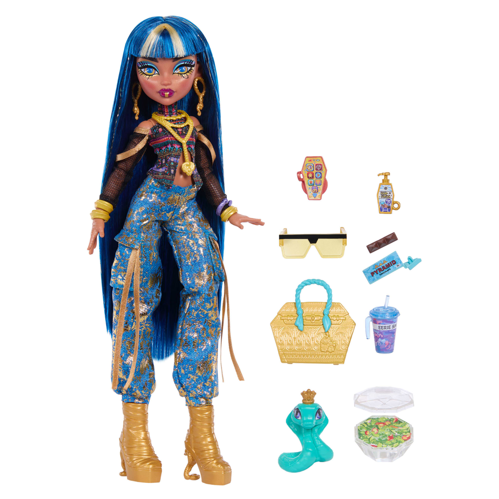 Monster High Cleo De Nile Fashion Doll in Cargo Pants With Pet Hissette And 7 Accessories - Image 5
