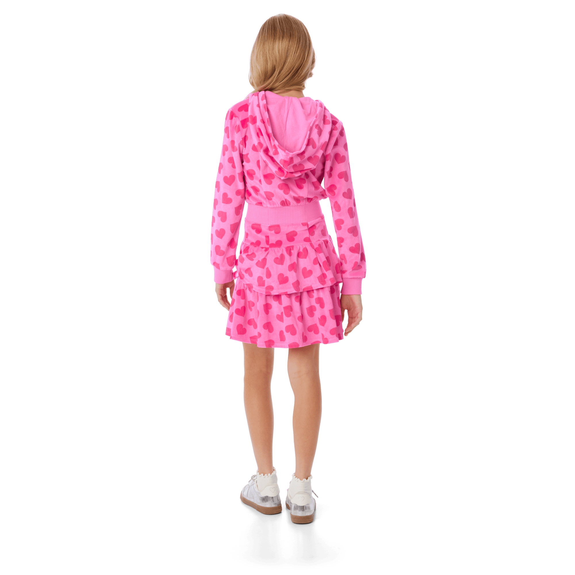 Pink Hearts Hoodie Dress for Girls - Image 2