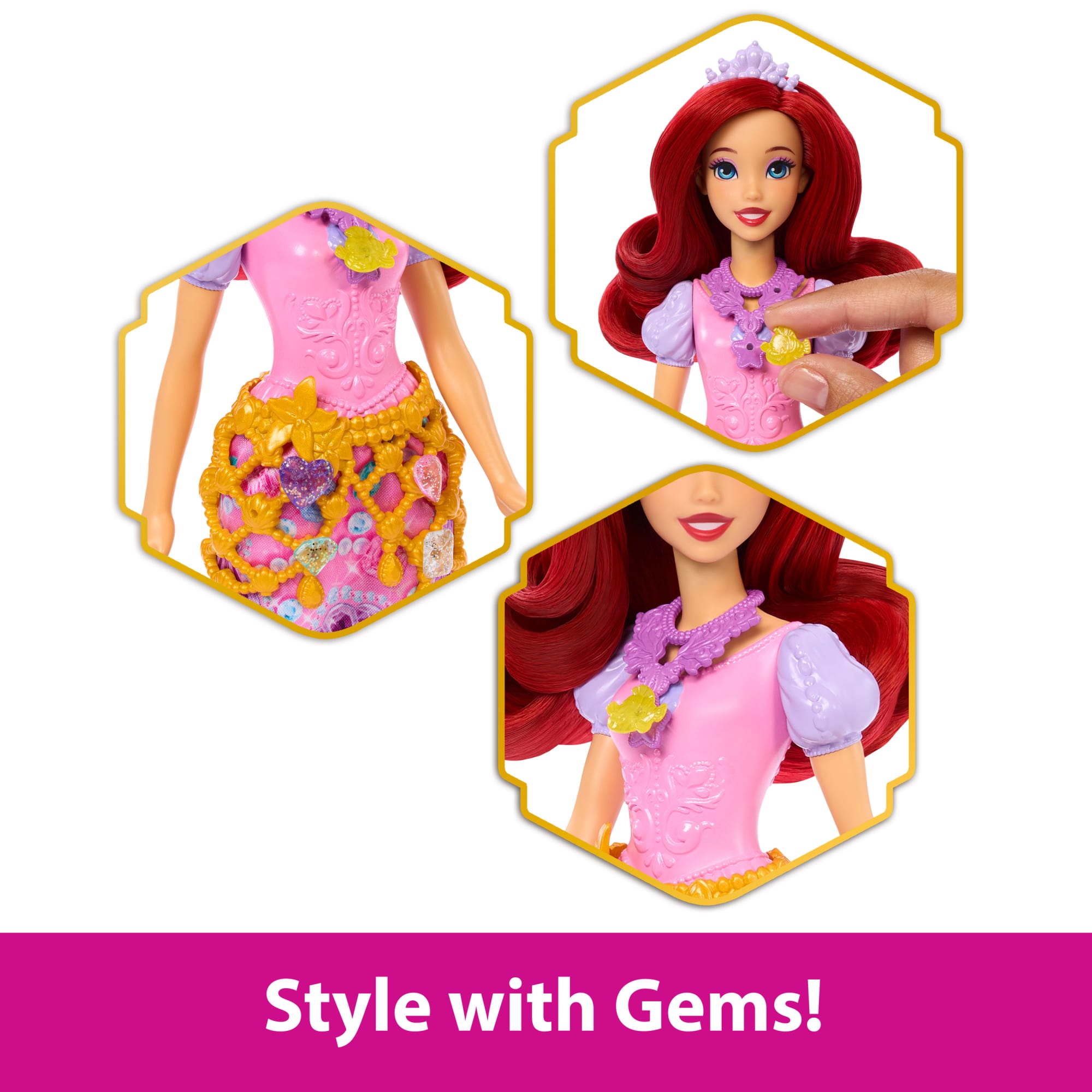 Disney Princess Jewel Reveal Ariel Fashion Doll W/ 8 Surprises Including Gem Box & 10 Accessories - Image 4