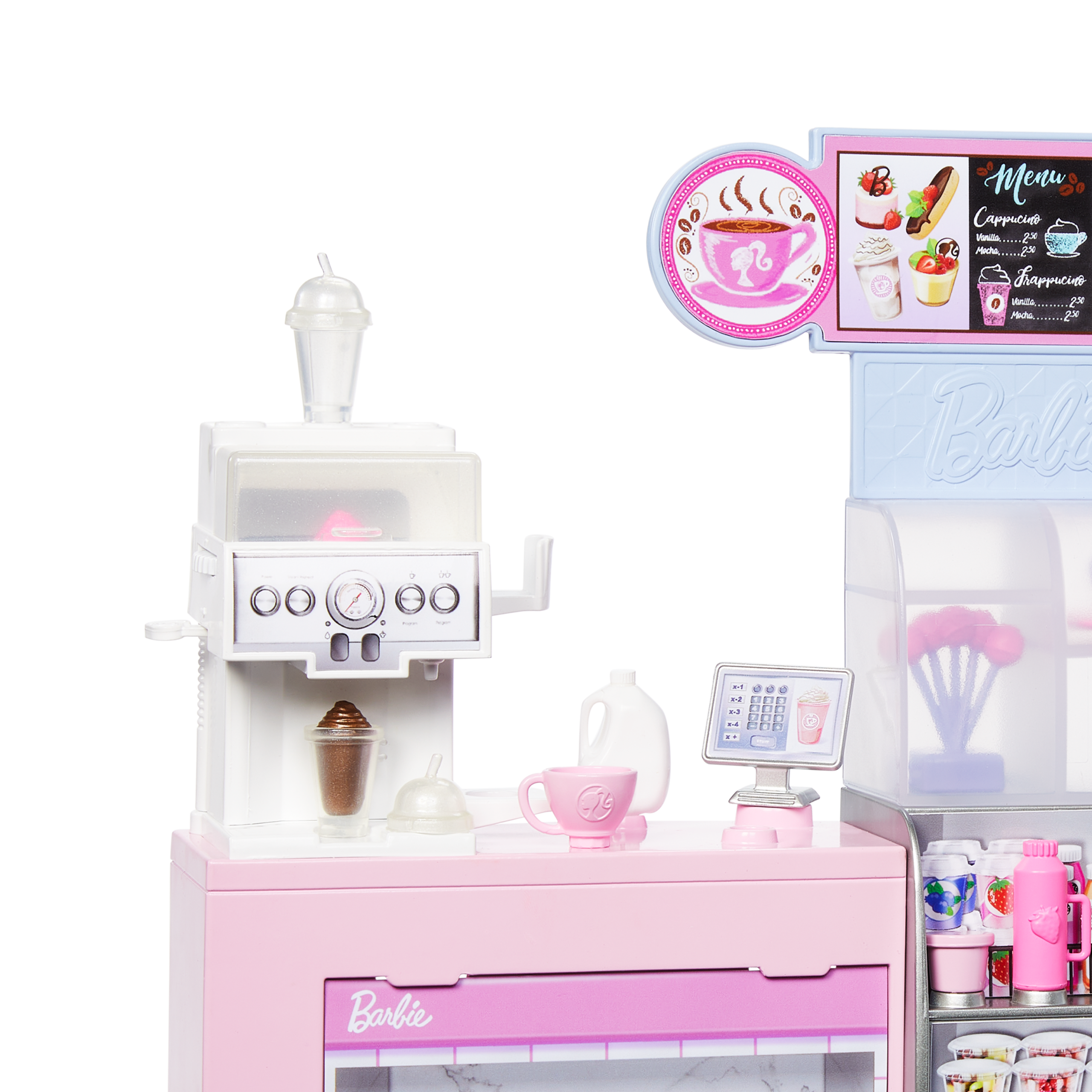Barbie Coffee Shop Playset With Blonde Barista Doll. Working Coffee Maker & 10+ Accessories - Image 3