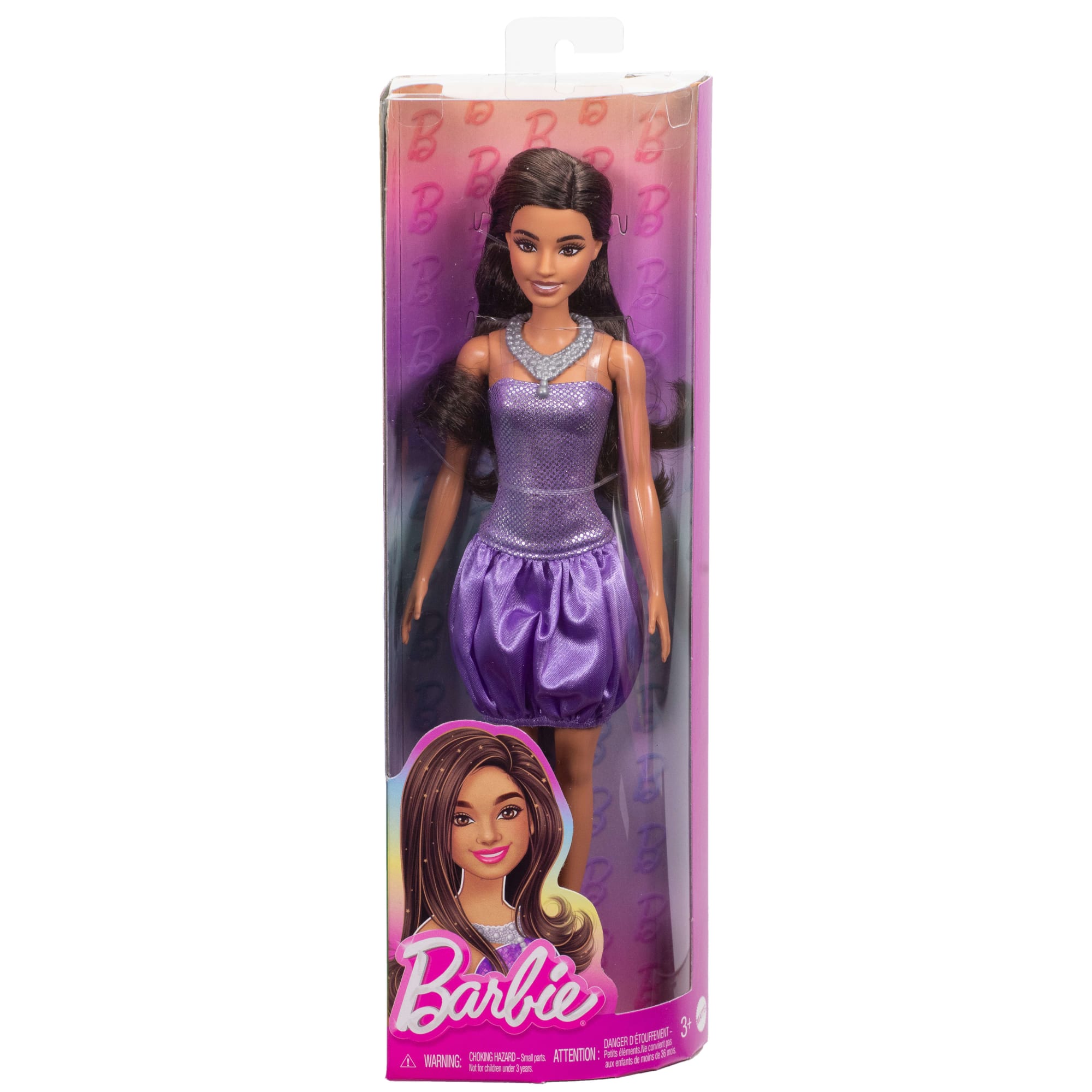 Barbie Fashionistas Doll #234 in Sequined Purple Dress And Silvery Accessories. Brown Hair - Image 6