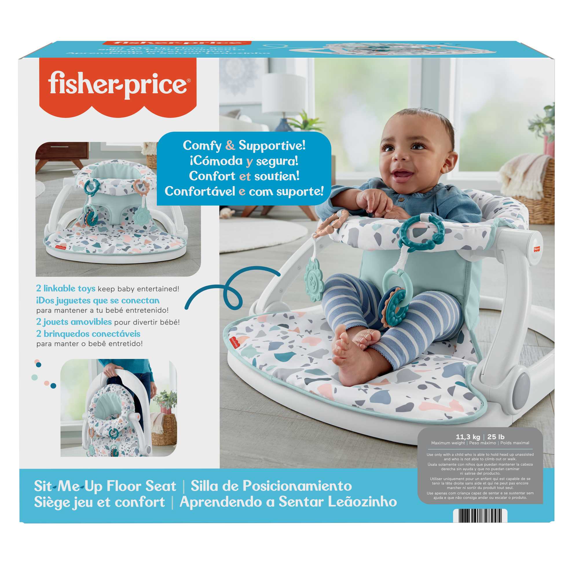 Fisher-Price Sit-Me-Up Floor Seat Portable Baby Chair With Toys. Pacific Pebble - Image 6