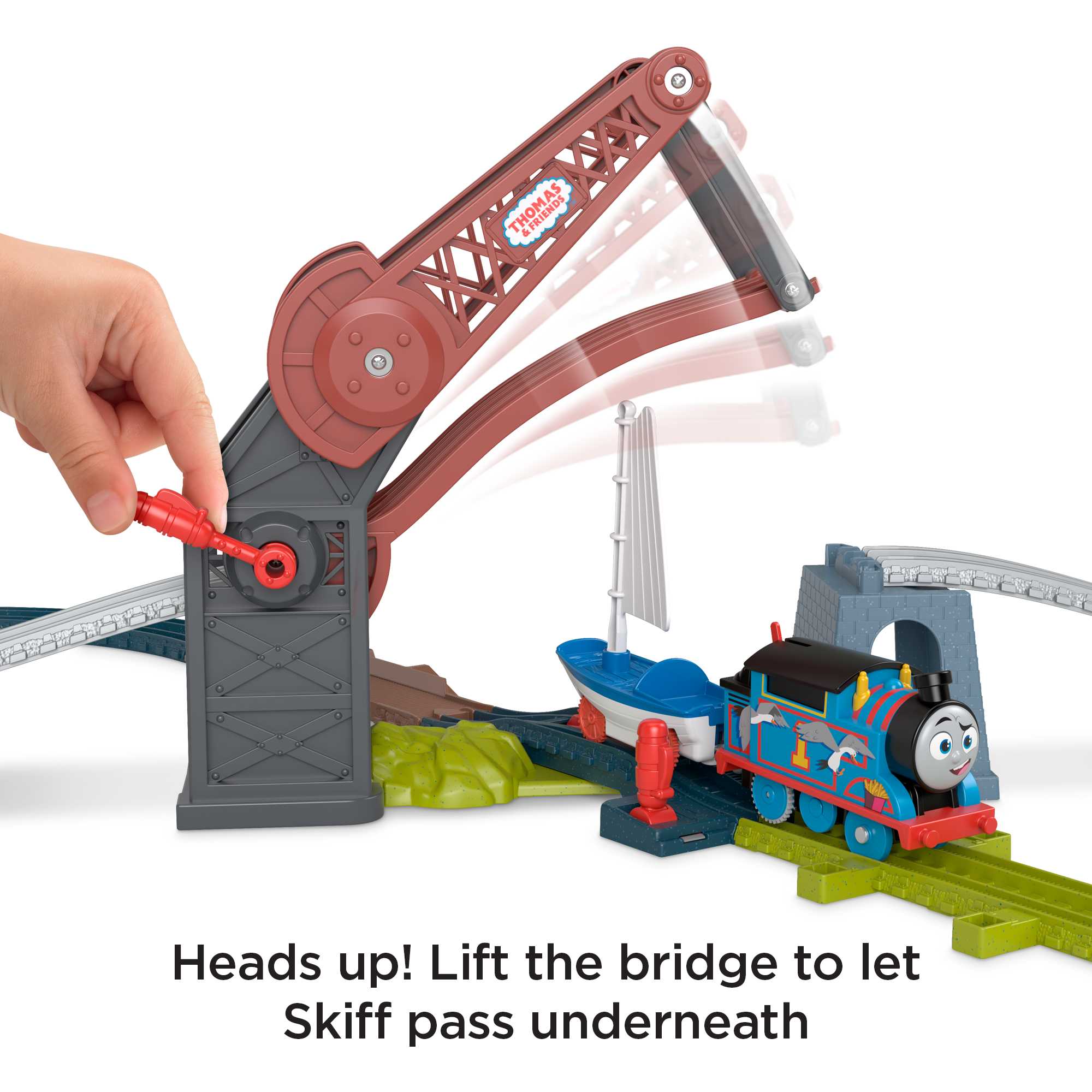 Thomas & Friends Bridge Lift Thomas & Skiff Toy Train Set With Motorized Engine & Boat - Image 3
