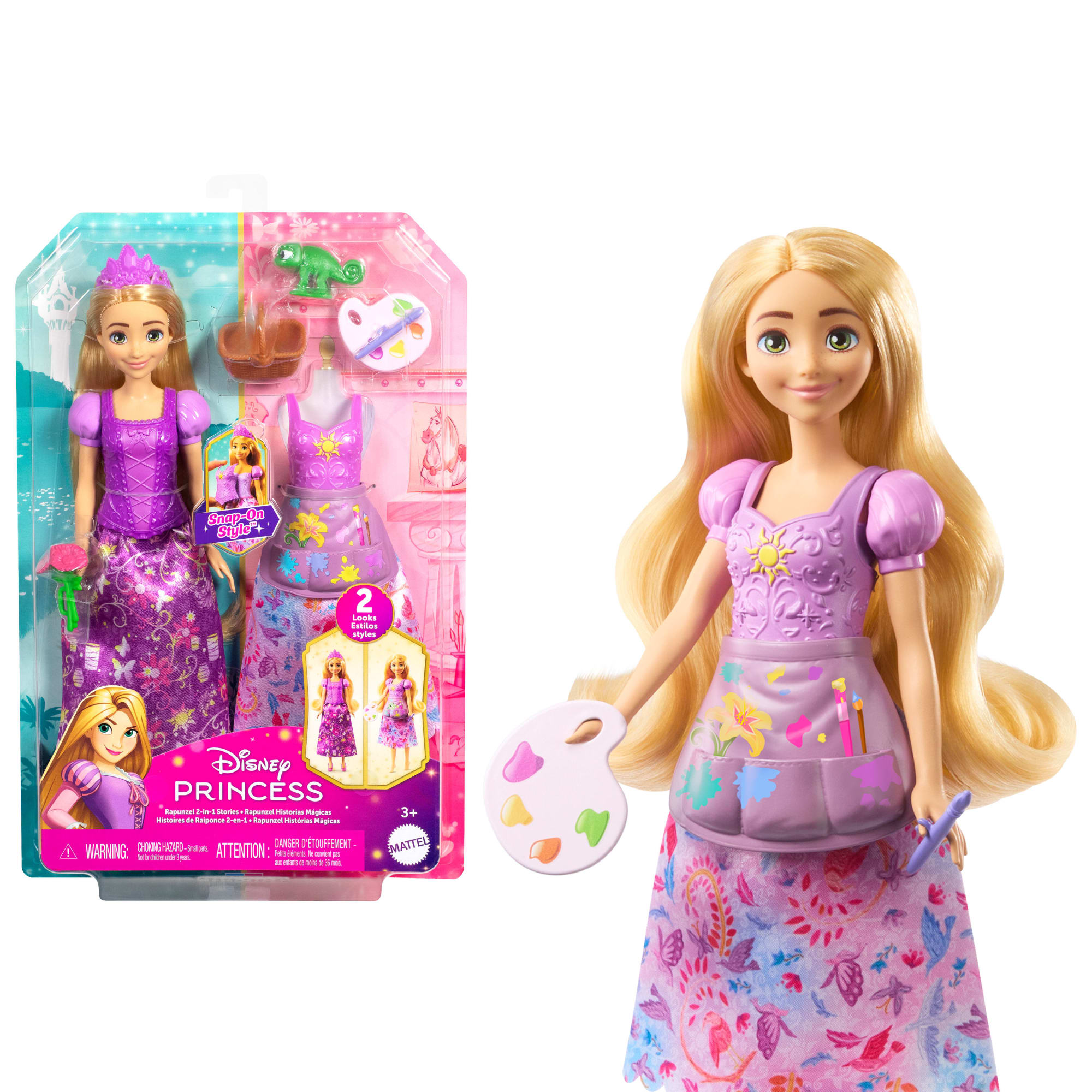 Disney Princess 2-in-1 Stories Rapunzel Fashion Doll With 2 Snap-On Bodices. 2 Skirts & 9 Accessories