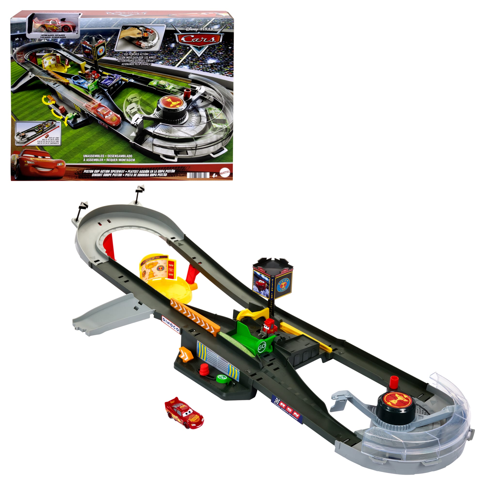 Disney And Pixar Cars Piston Cup Action Speedway Playset. 1:55 Scale Track Set With Toy Car