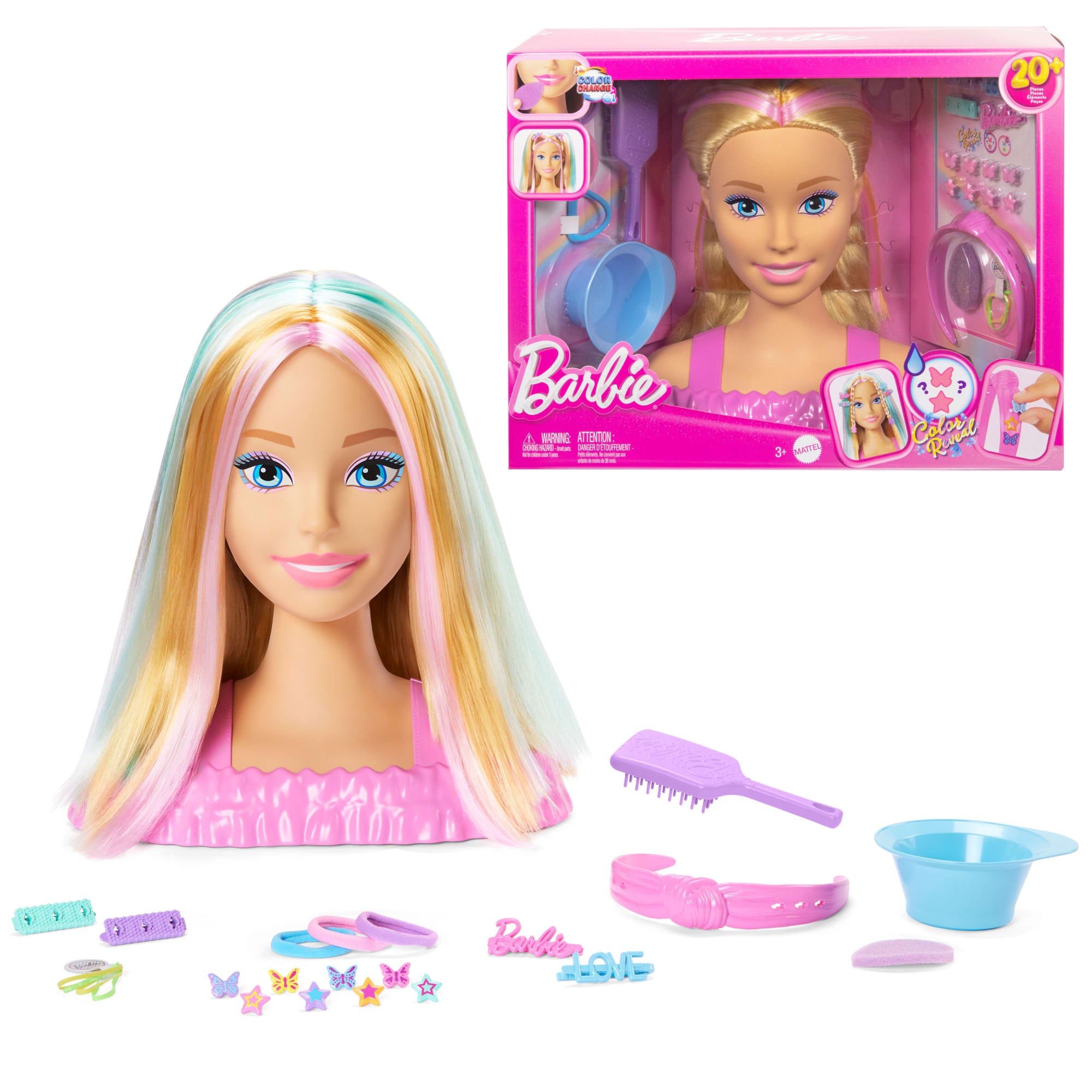 Barbie Doll Styling Head. Blonde Hair With 20+ Hair Styling Accessories