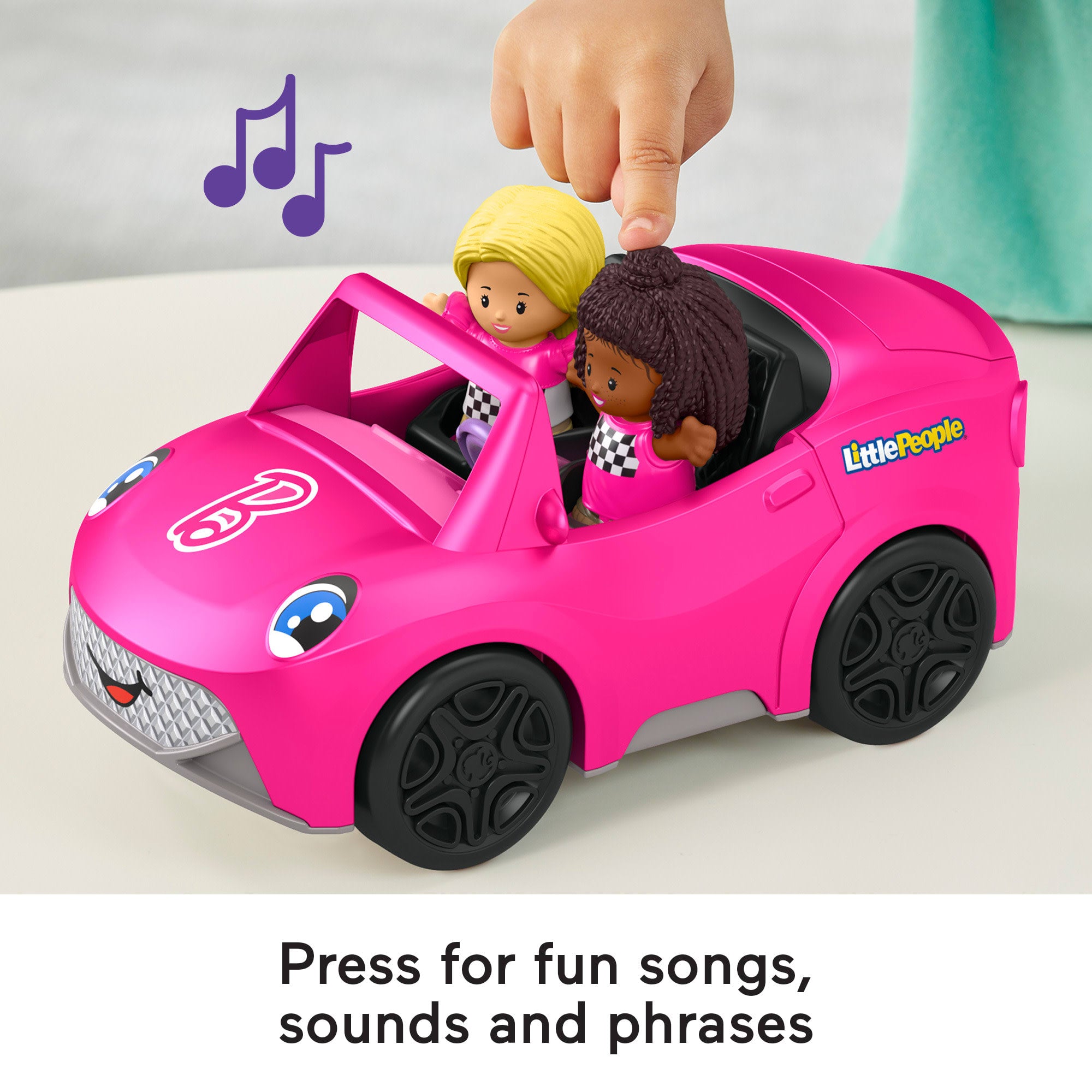Fisher-Price Little People Barbie Convertible Toy Car With Music Sounds & 2 Figures For Toddlers - Image 3