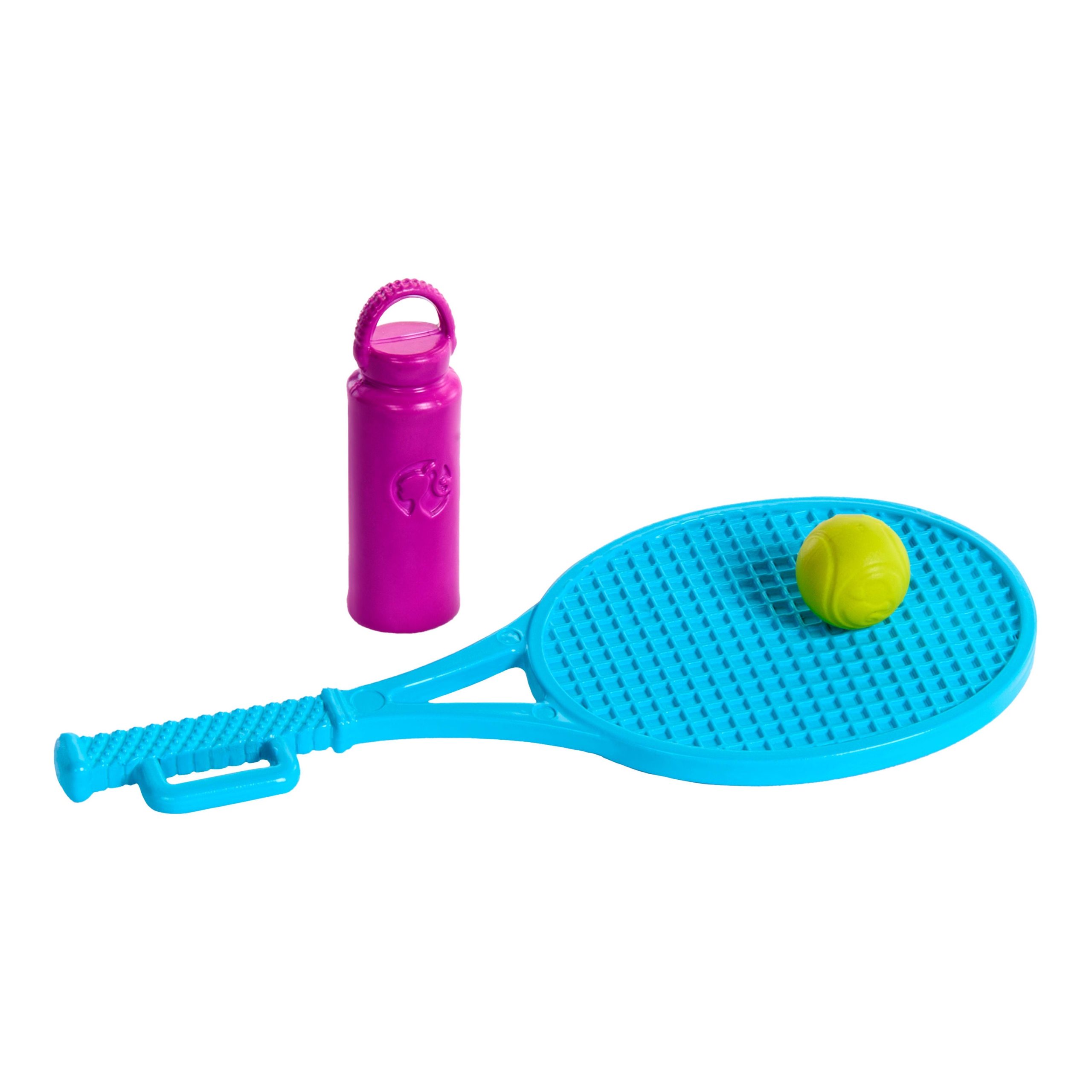 Barbie World Sport Rack Toy Playset With 9 Doll Accessories Including Trampoline. Tennis Racket. & Skates - Image 4