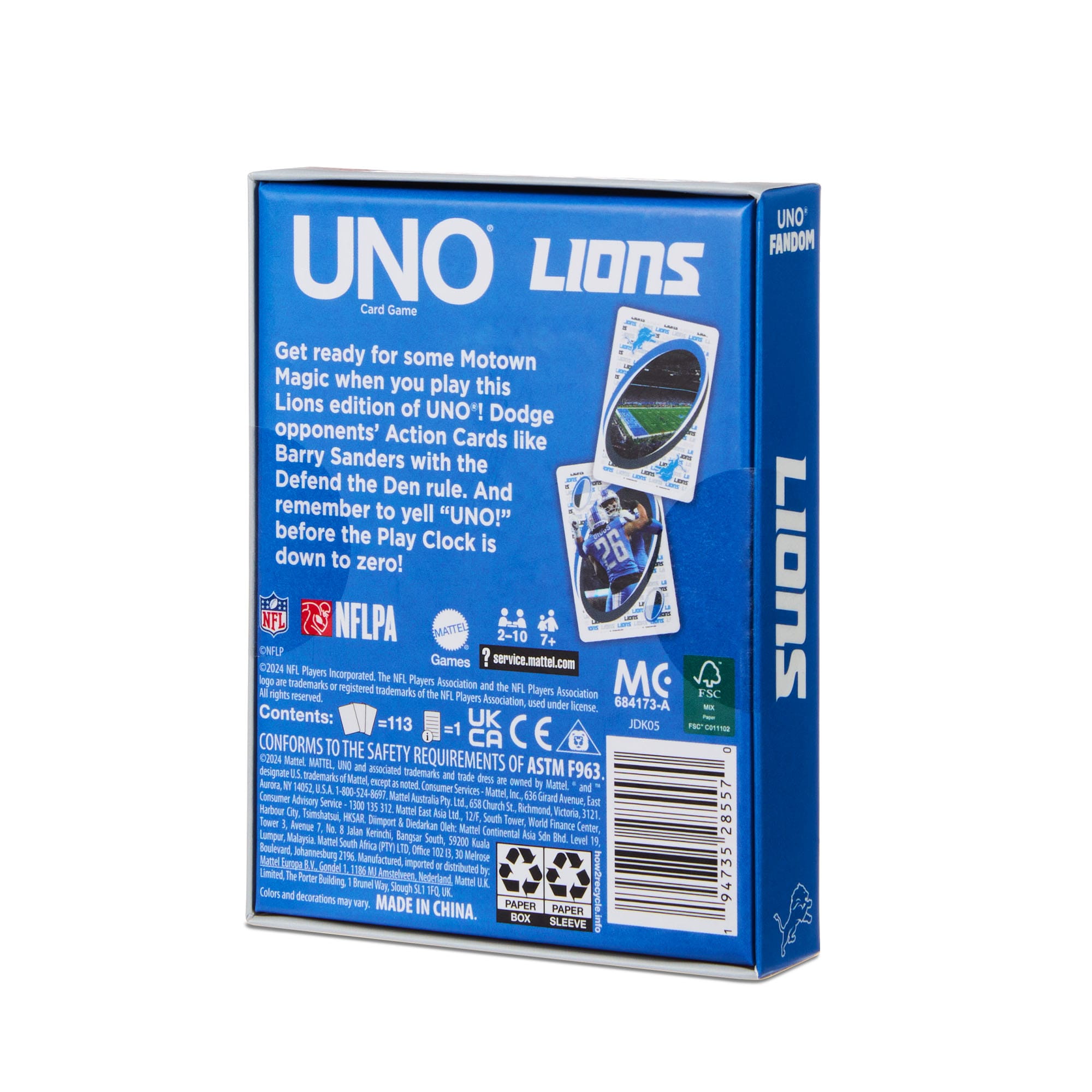 UNO Fandom NFL Detroit Lions Game Deck - Image 9