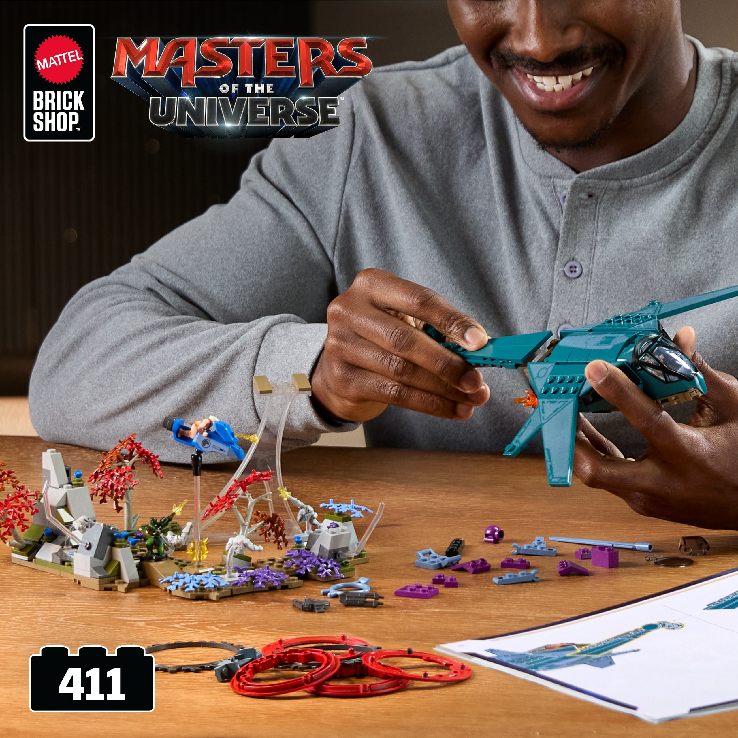 Mattel Brick Shop Masters Of The Universe Eternia Flight Fight Building Toy Kit (411 Pieces). For Collectors - Image 2