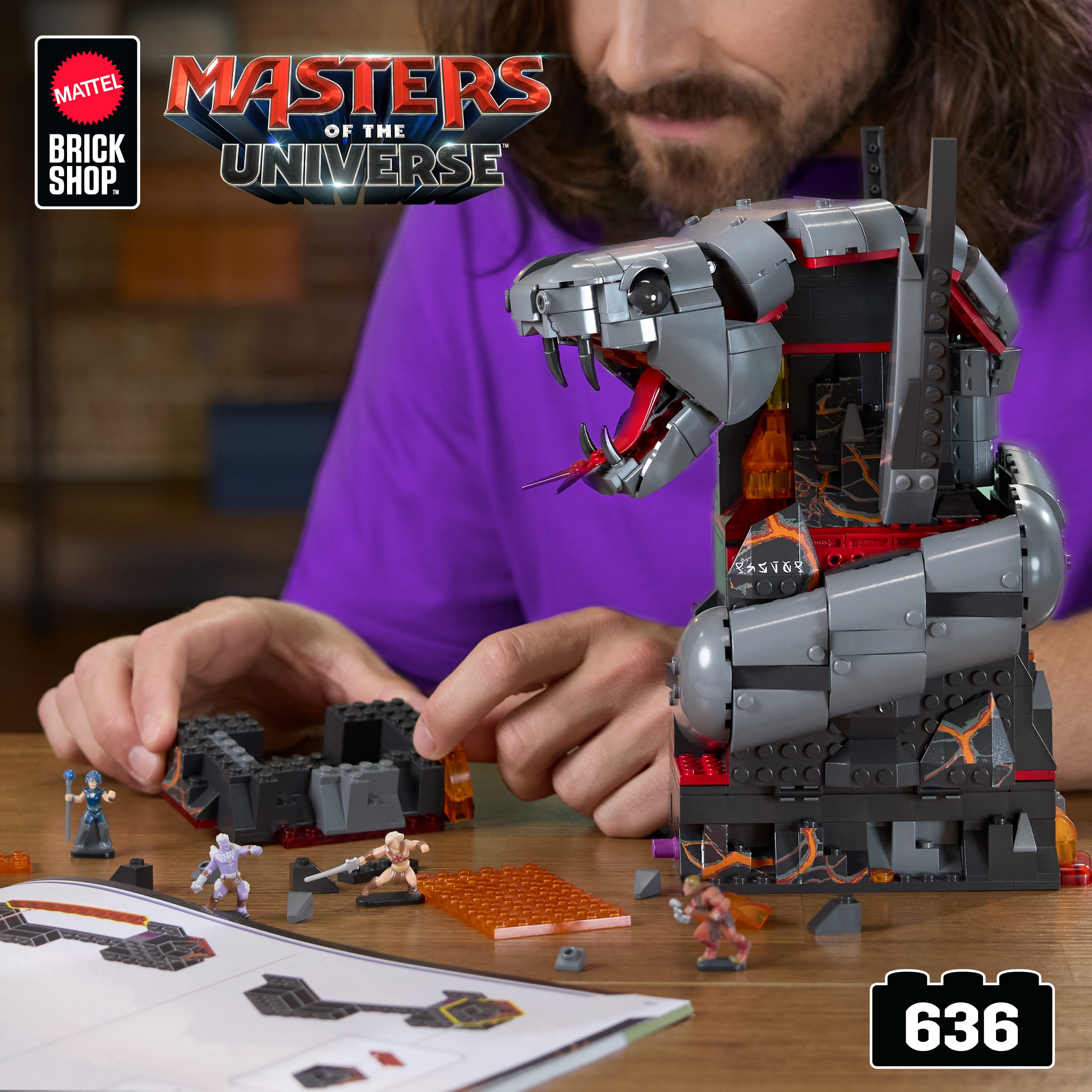 Mattel Brick Shop Masters Of The Universe Clash At Snake Mountain Building Toy Kit (636 Pieces). For Collectors - Image 2