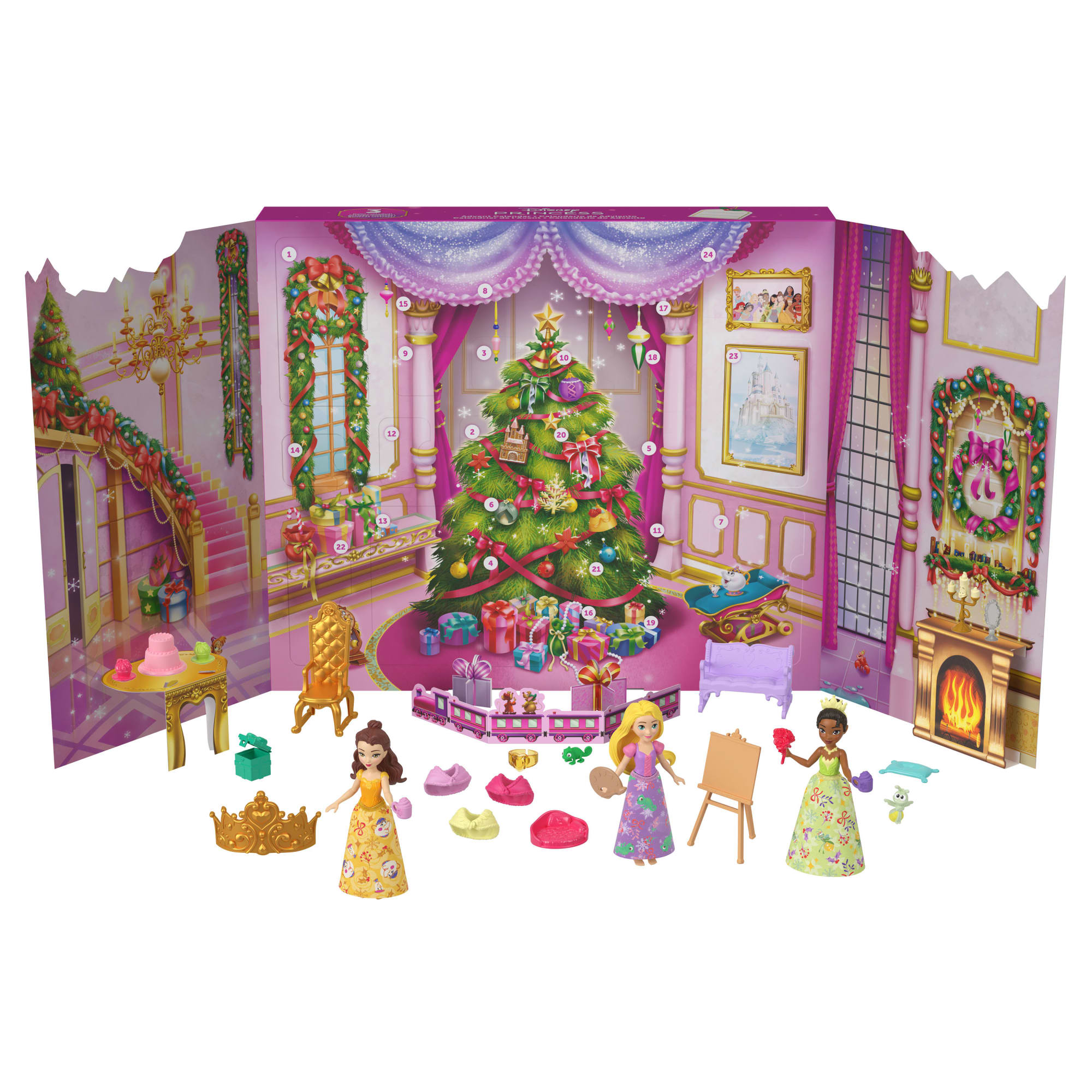 Disney Princess Advent Calendar With 24 Days Of Gifts. including 3 Small Dolls. 3 Friends & 22 Accy