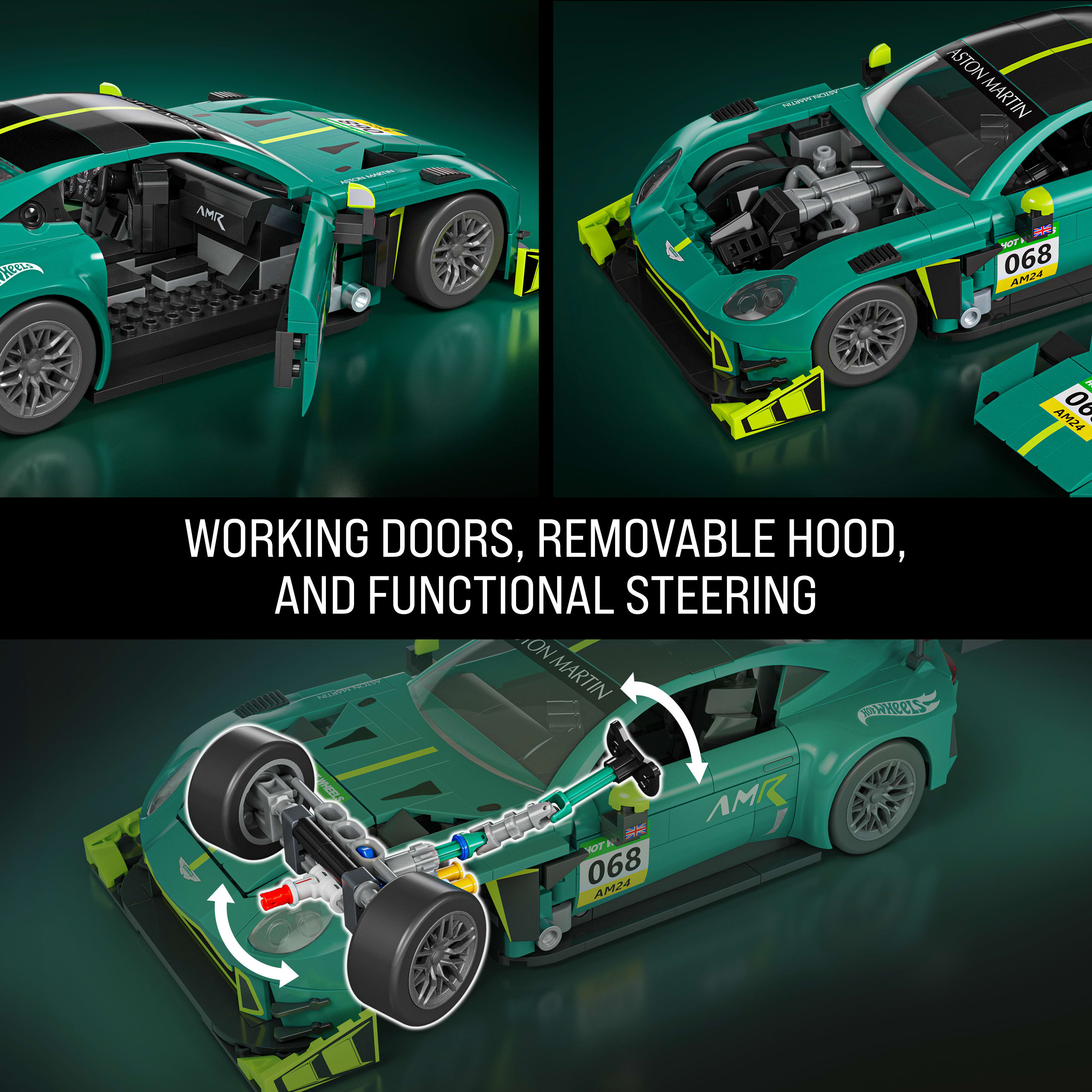 Mattel Brick Shop Hot Wheels '24 Aston Martin Vantage Gt3 Building Toy Kit (793 Pieces). For Collectors - Image 6