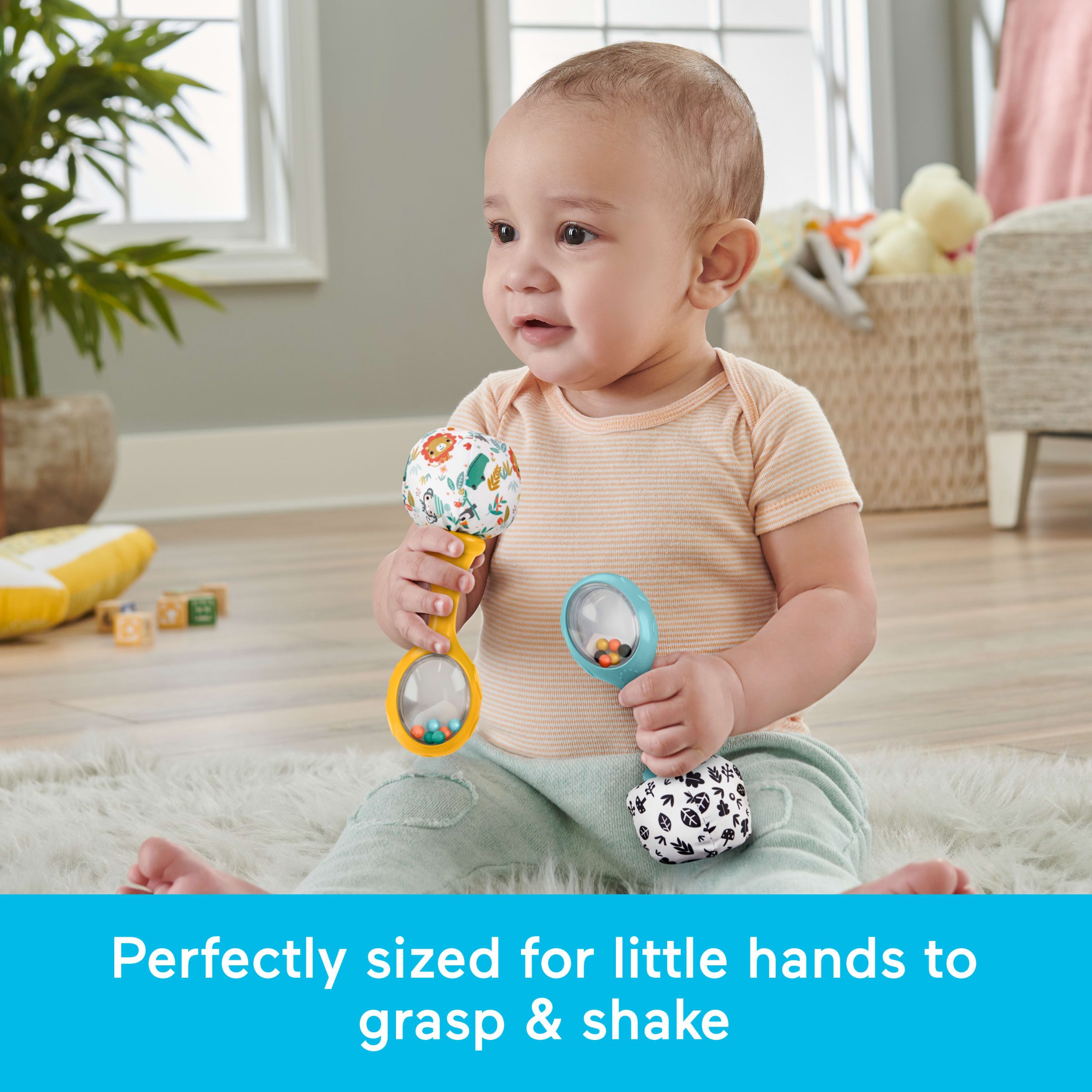 Fisher-Price Baby Rattle 'n Rock Maracas Toys. Set Of 2 For infants 3+ Months. High Contrast - Image 3