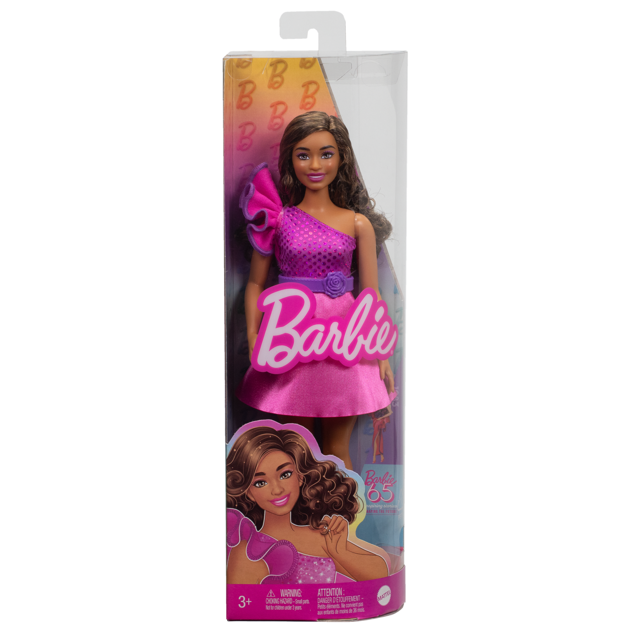 Barbie Fashionistas Doll #225. Curvy With Brown Hair. Pink Sparkly Dress. 65th Anniversary - Image 6